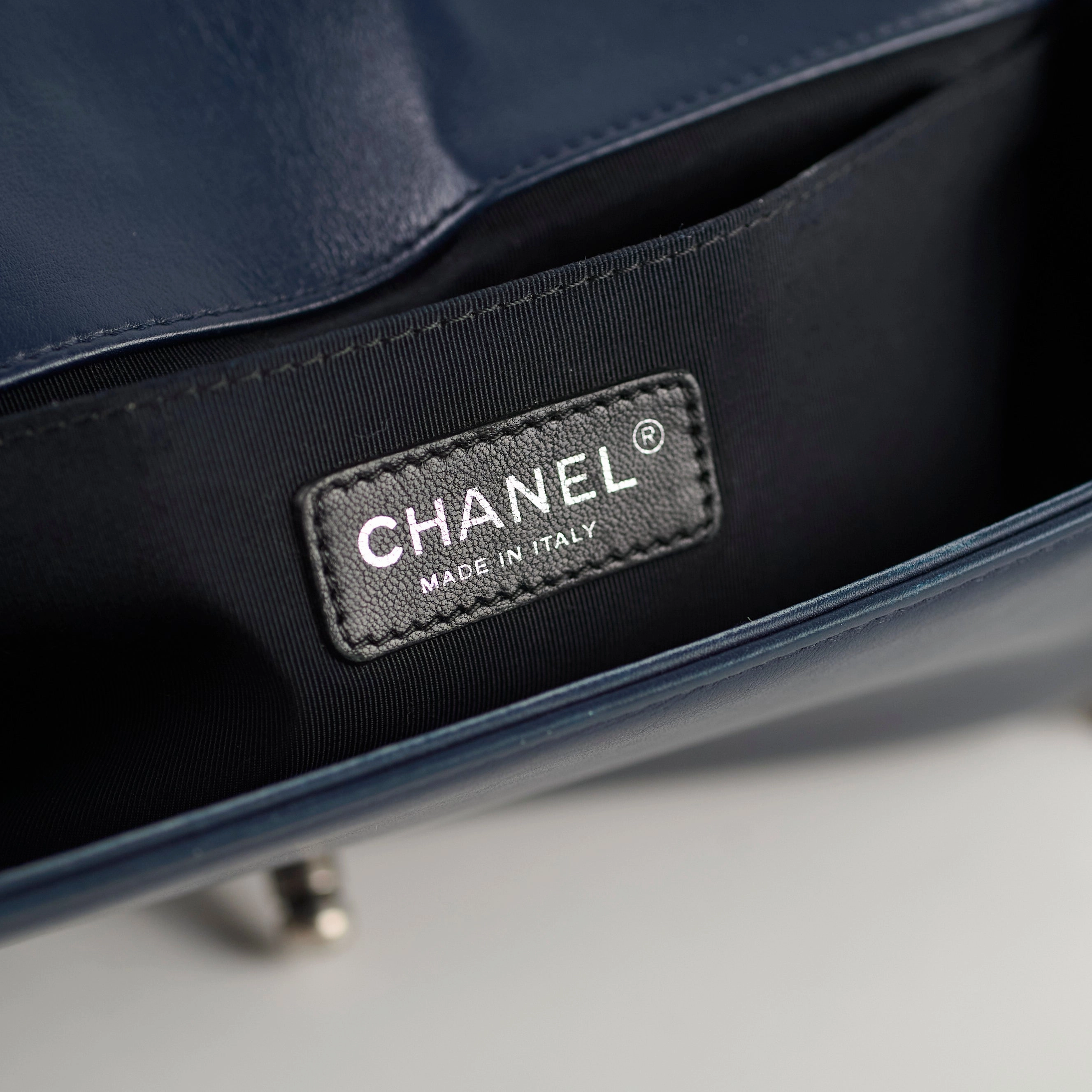 Chanel Old Medium Boy Navy Studded