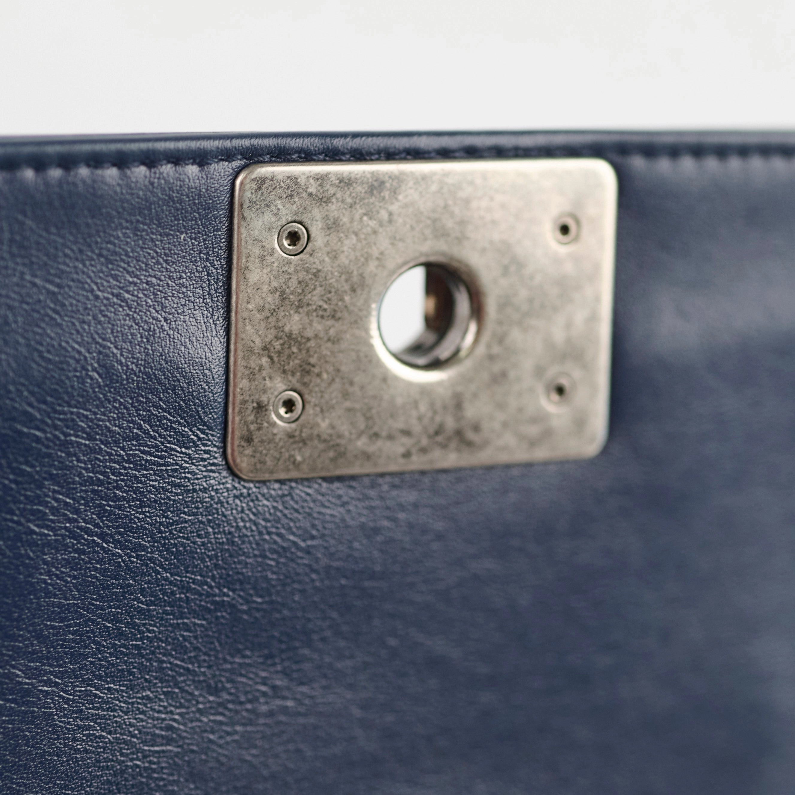 Chanel Old Medium Boy Navy Studded