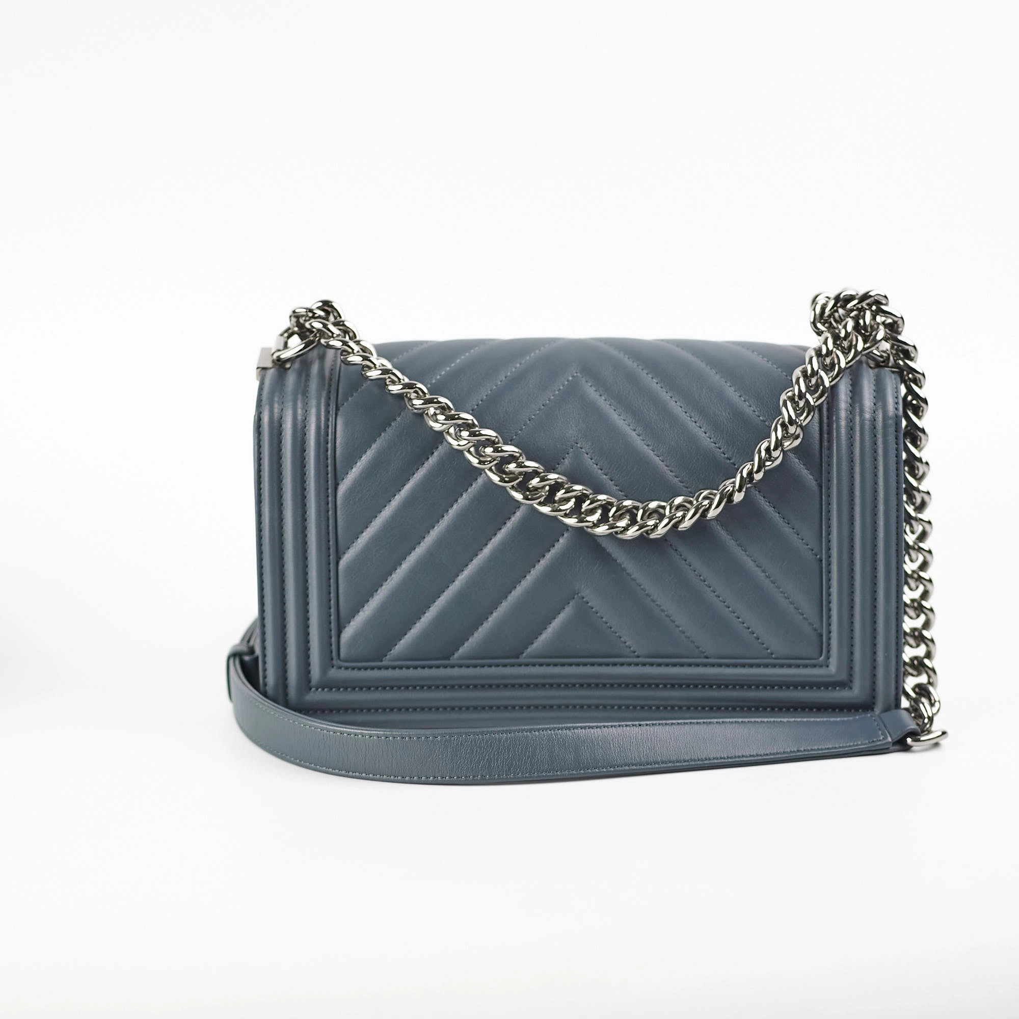 Chanel Old Medium Chevron Boy Grey