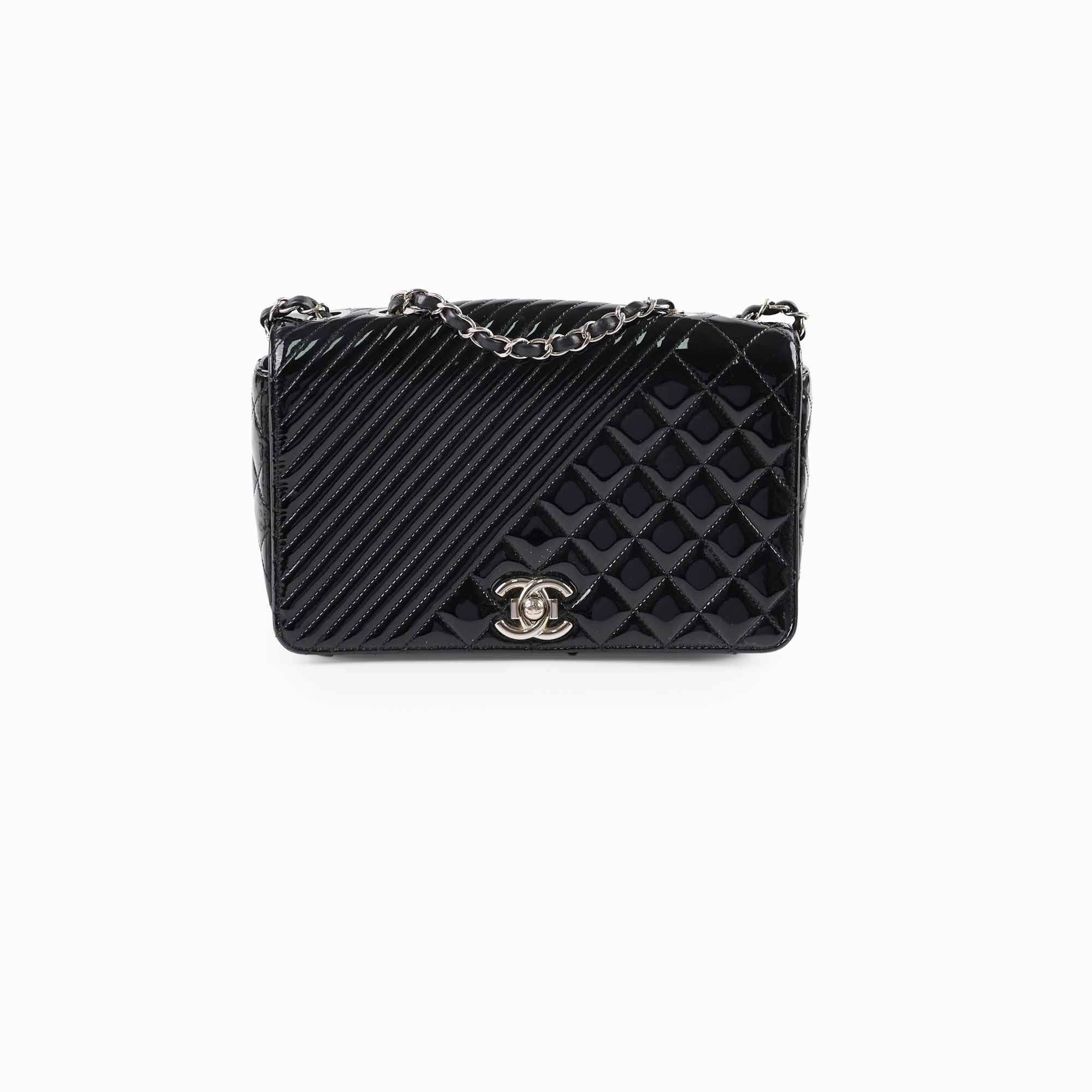Chanel Patent Medium Coco Boy Flap Black