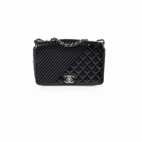 Chanel Patent Medium Coco Boy Flap Black