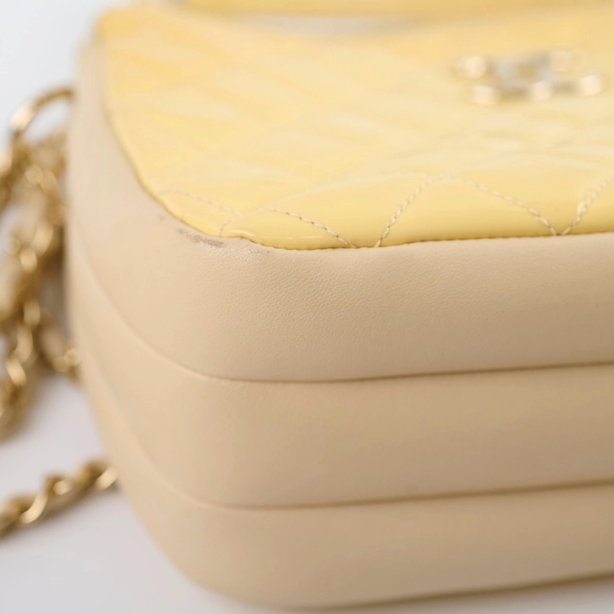 Chanel Patent Shoulder Bag Ivory/Yellow Series 20