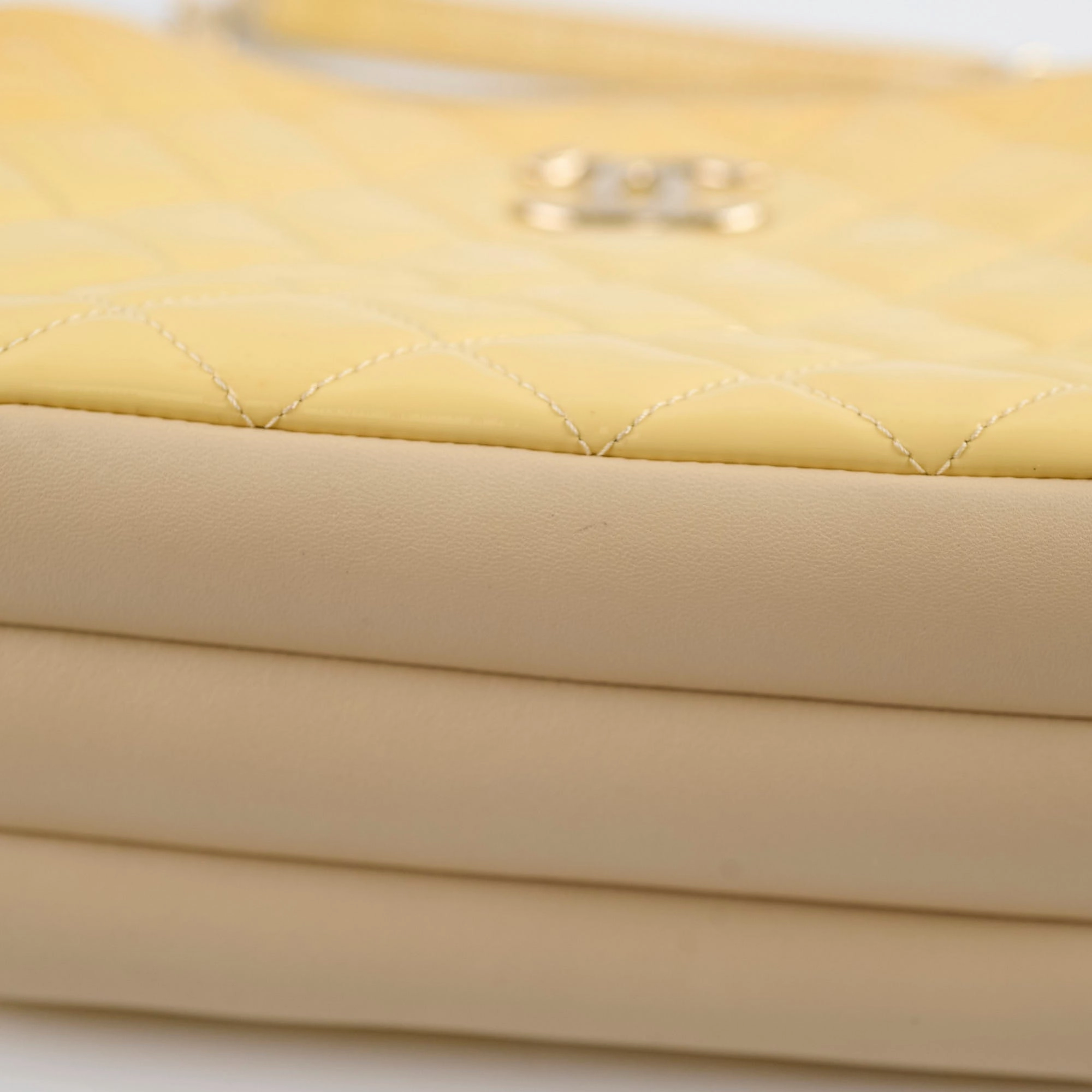 Chanel Patent Shoulder Bag Ivory/Yellow Series 20
