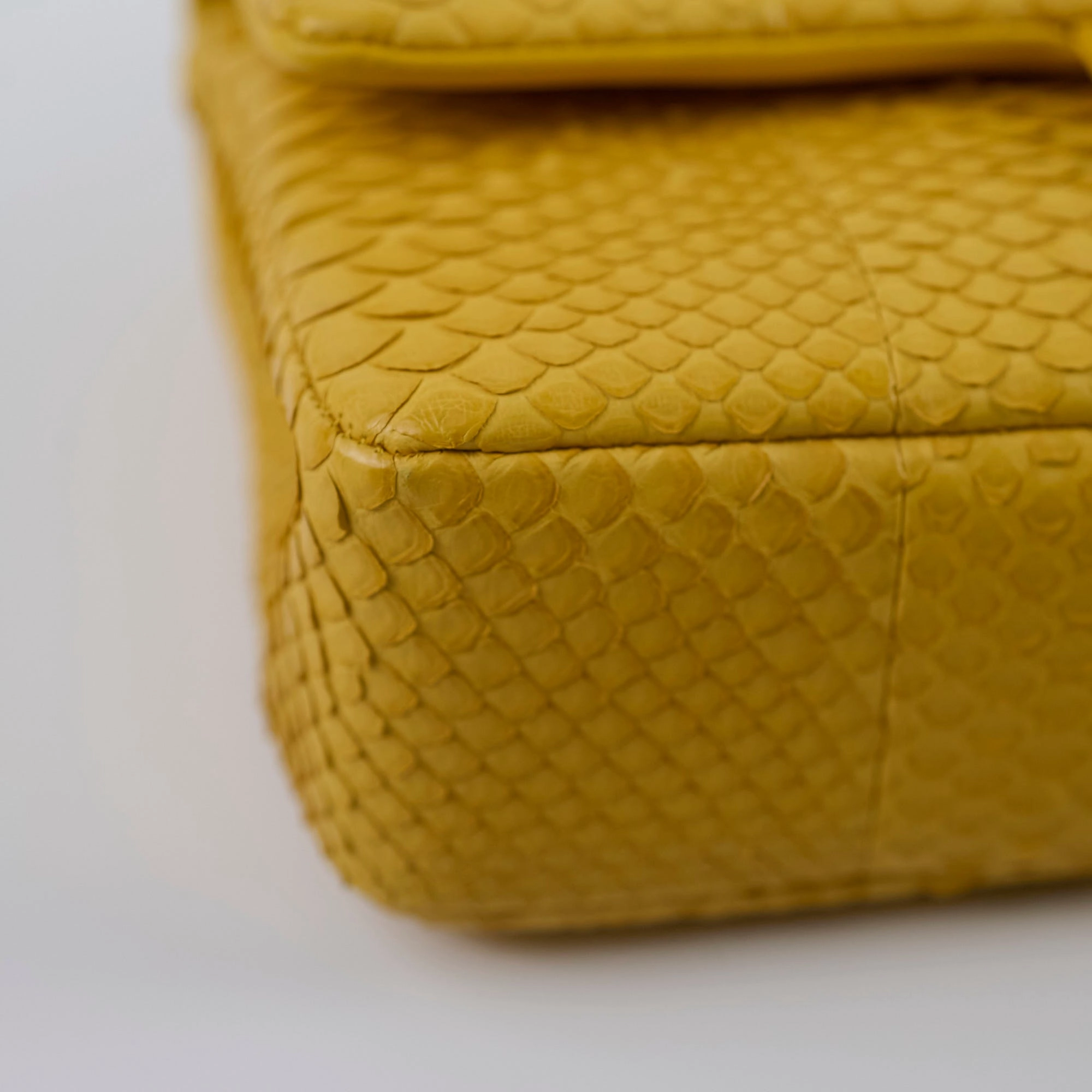 Chanel Python Medium M/L Classic Flap Yellow Series 22