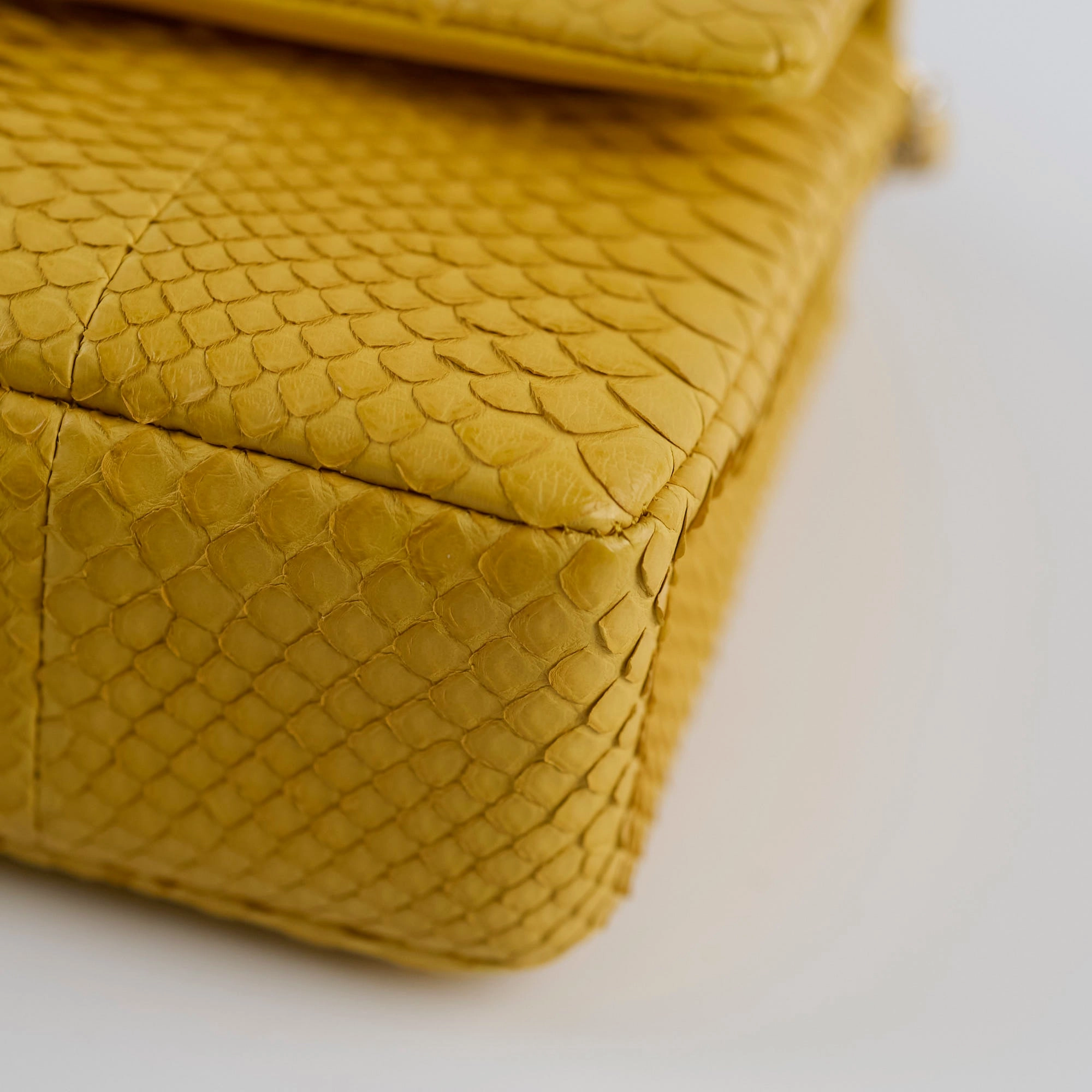 Chanel Python Medium M/L Classic Flap Yellow Series 22
