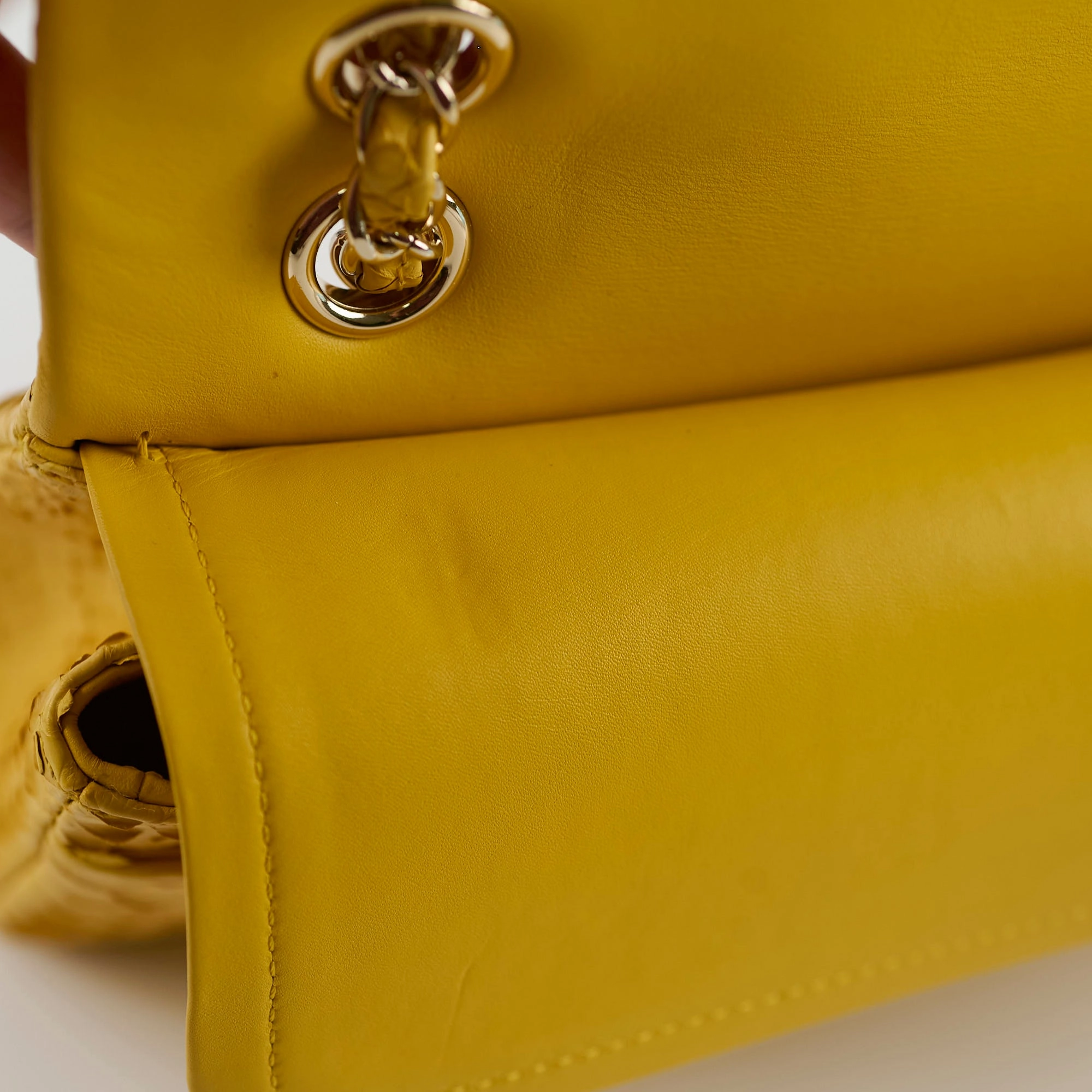 Chanel Python Medium M/L Classic Flap Yellow Series 22