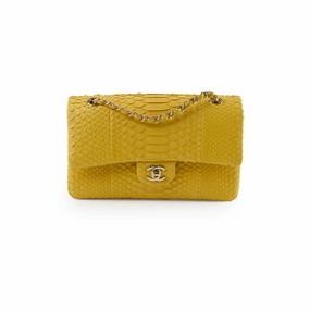 Chanel Python Medium M/L Classic Flap Yellow Series 22