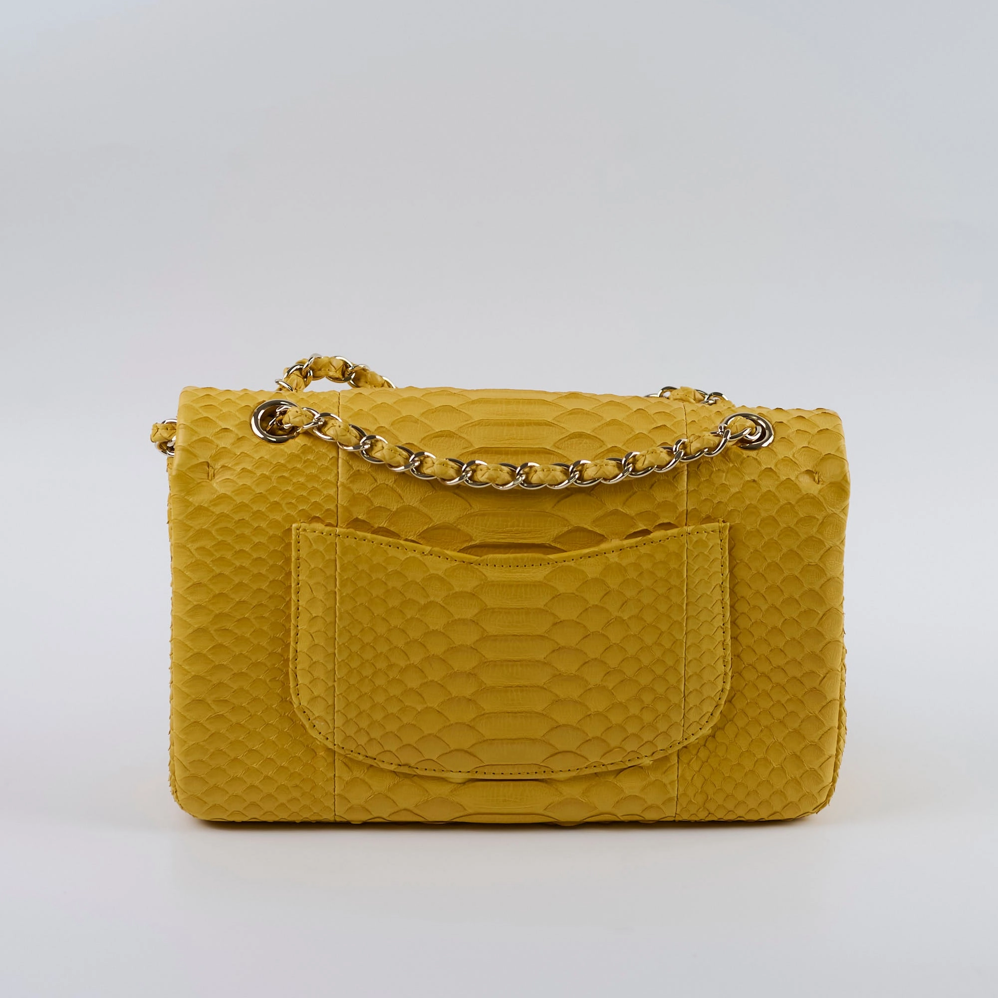 Chanel Python Medium M/L Classic Flap Yellow Series 22