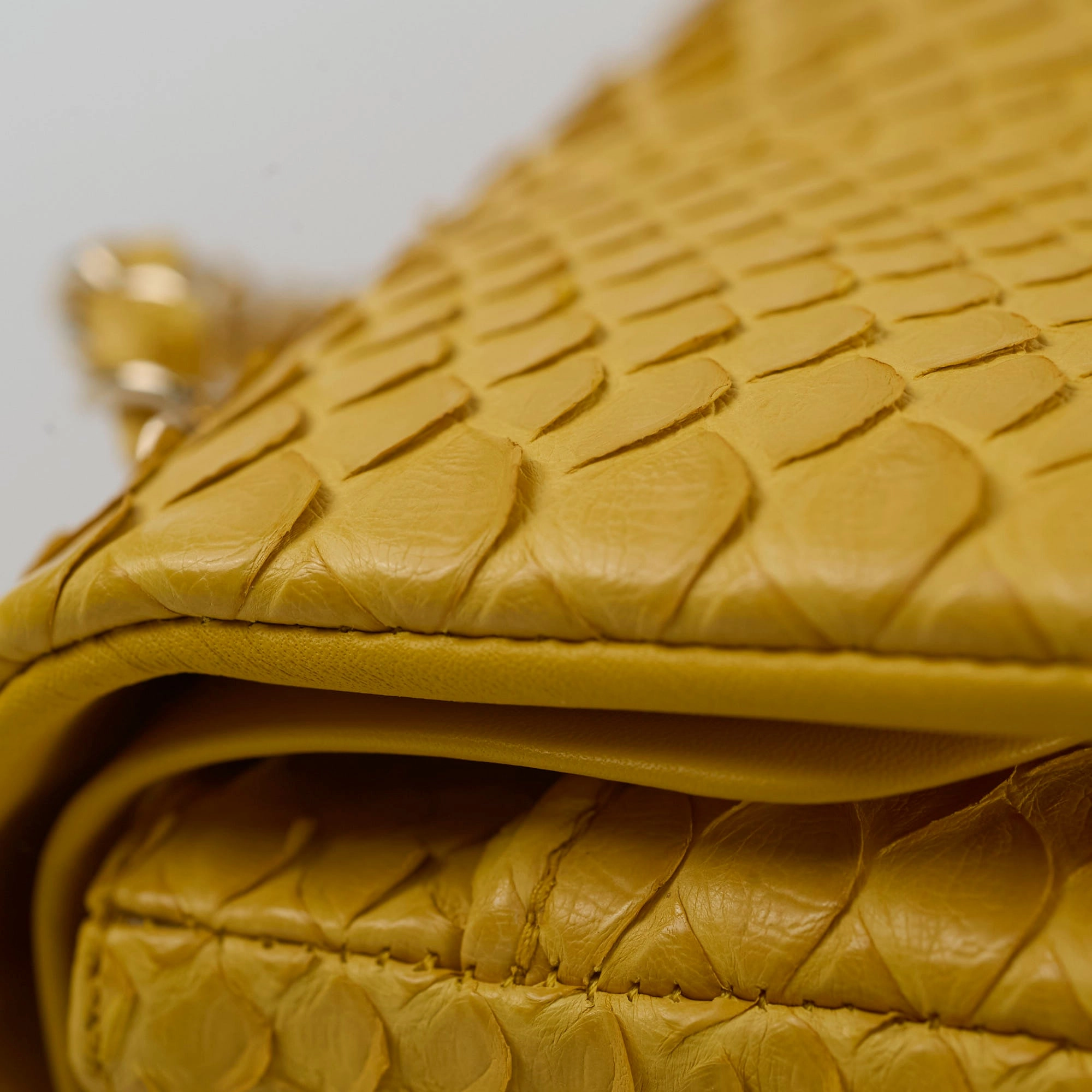 Chanel Python Medium M/L Classic Flap Yellow Series 22