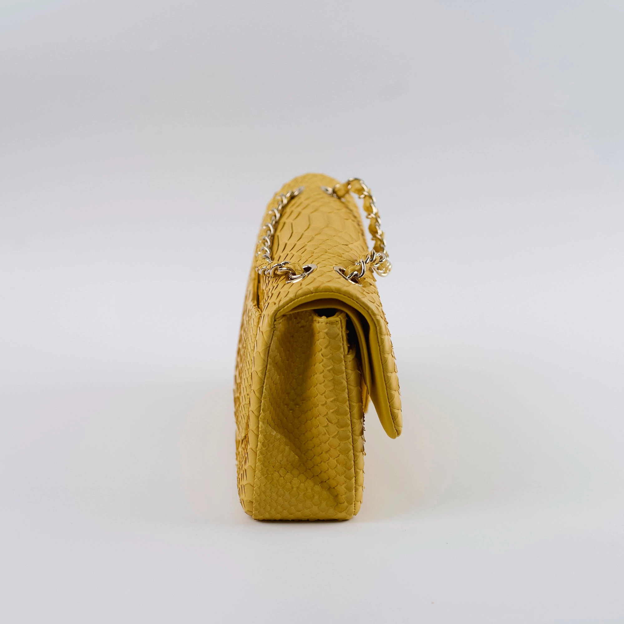 Chanel Python Medium M/L Classic Flap Yellow Series 22