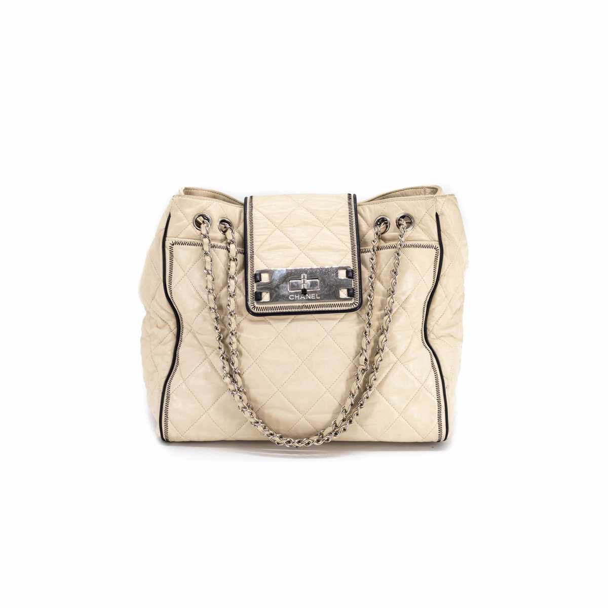 Chanel Quilted Calfskin Shoulder Bag Cream