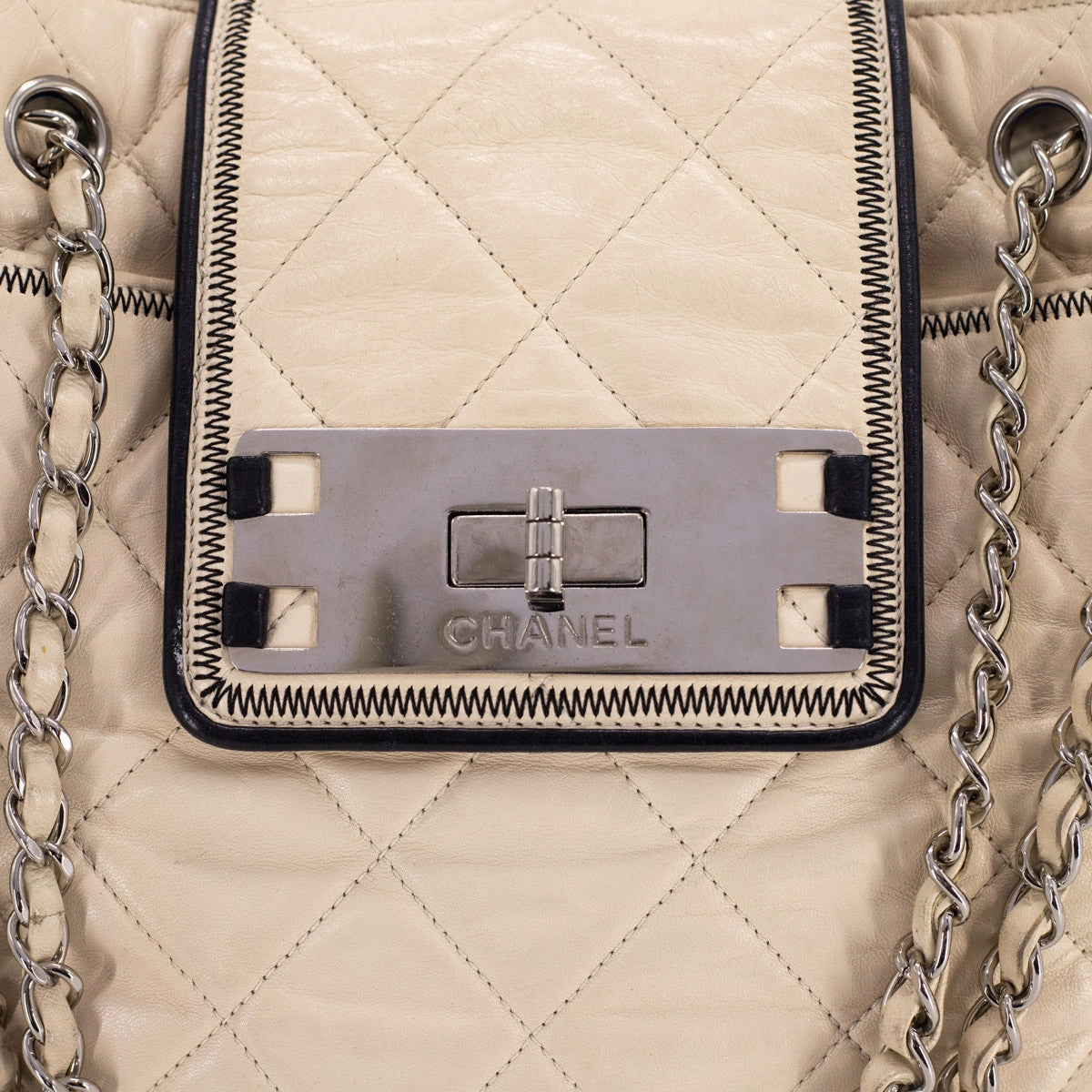 Chanel Quilted Calfskin Shoulder Bag Cream