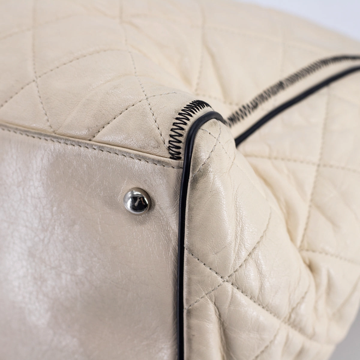 Chanel Quilted Calfskin Shoulder Bag Cream