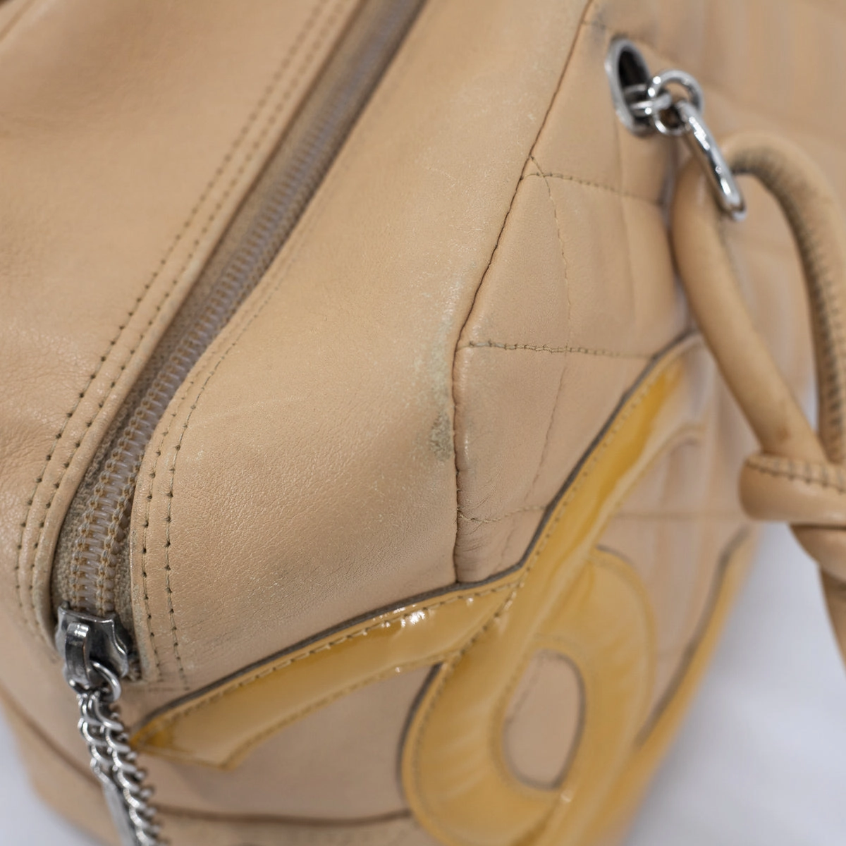 Chanel Quilted Calfskin Top handle Bag Beige