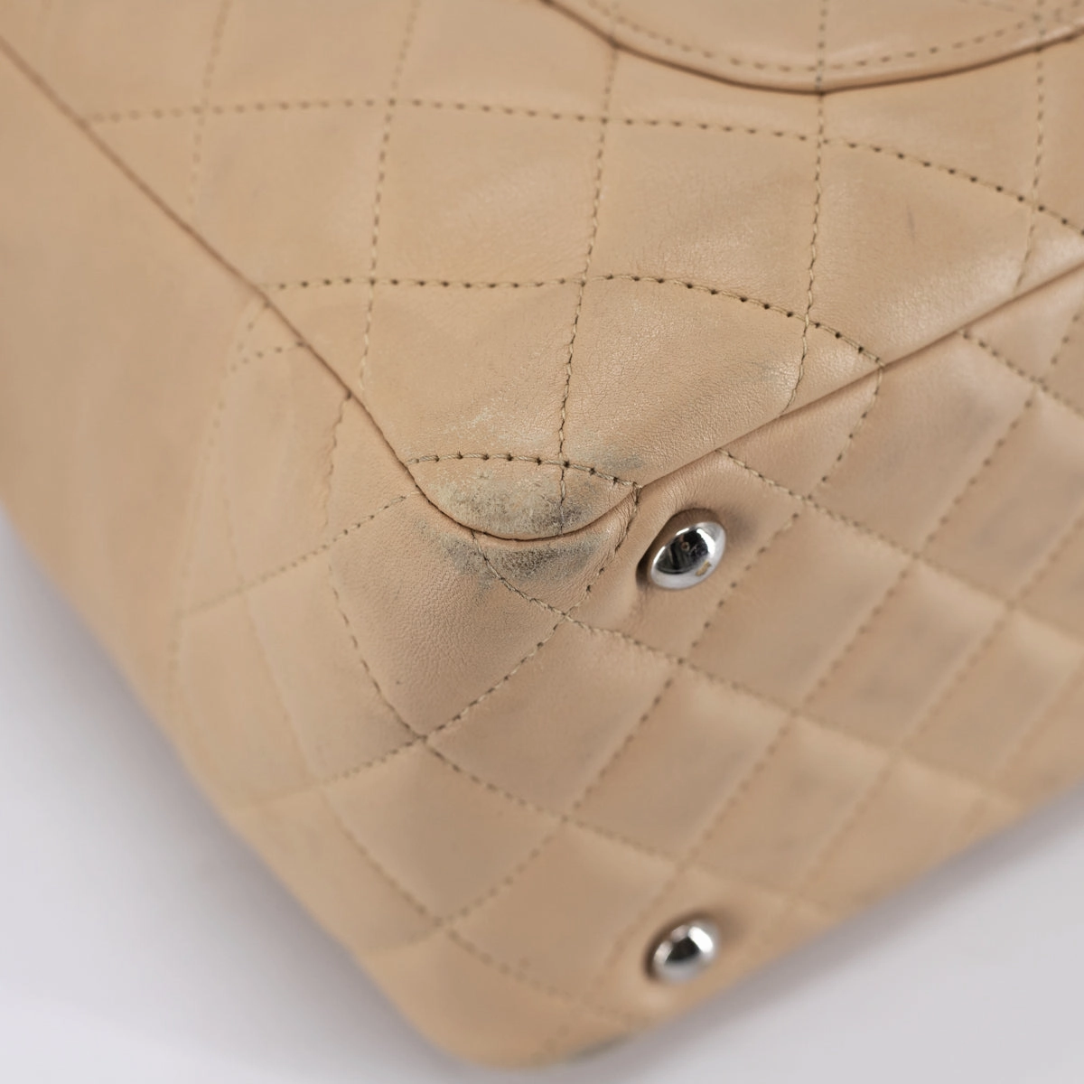 Chanel Quilted Calfskin Top handle Bag Beige