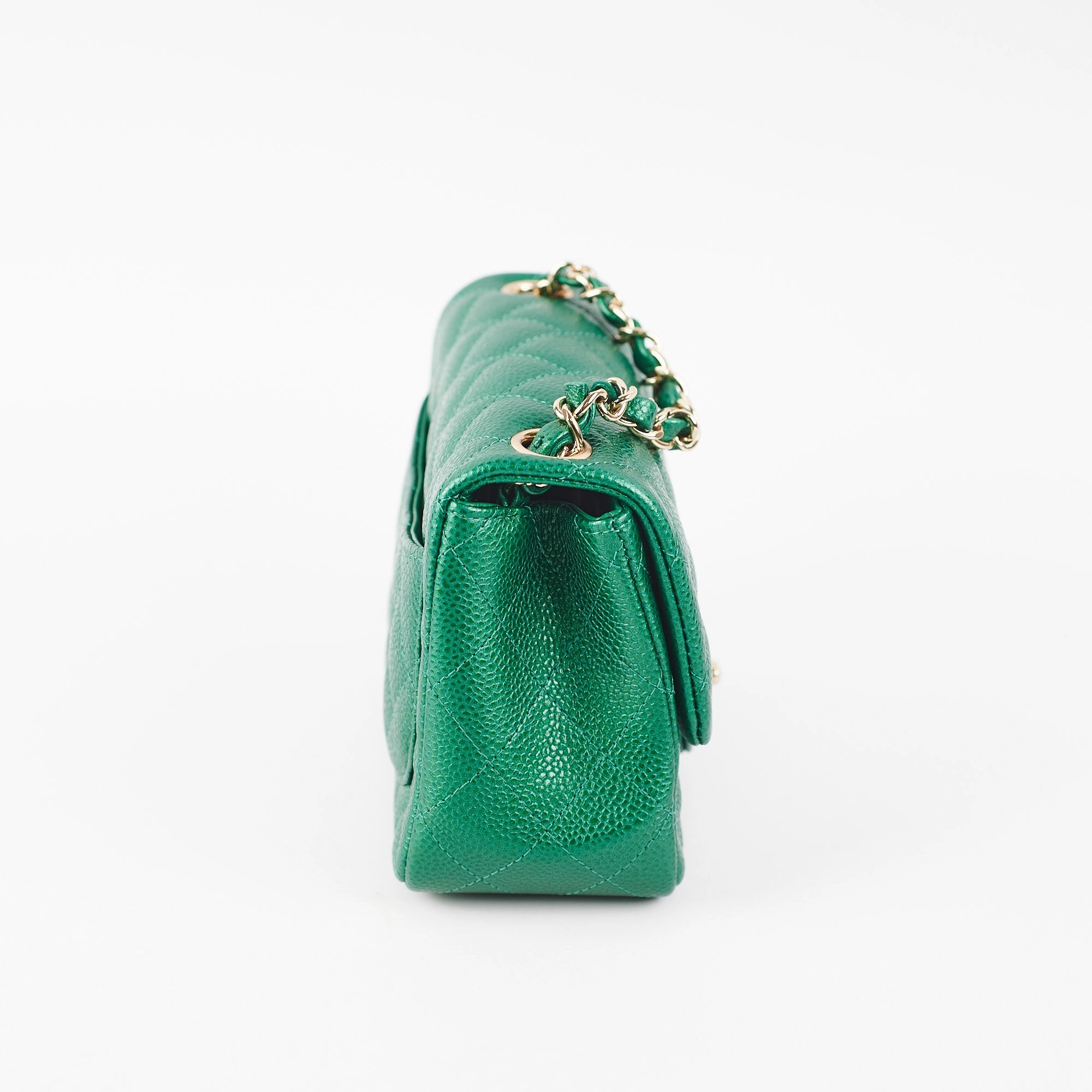 Chanel Quilted Caviar Mini Square 18S Emerald Green