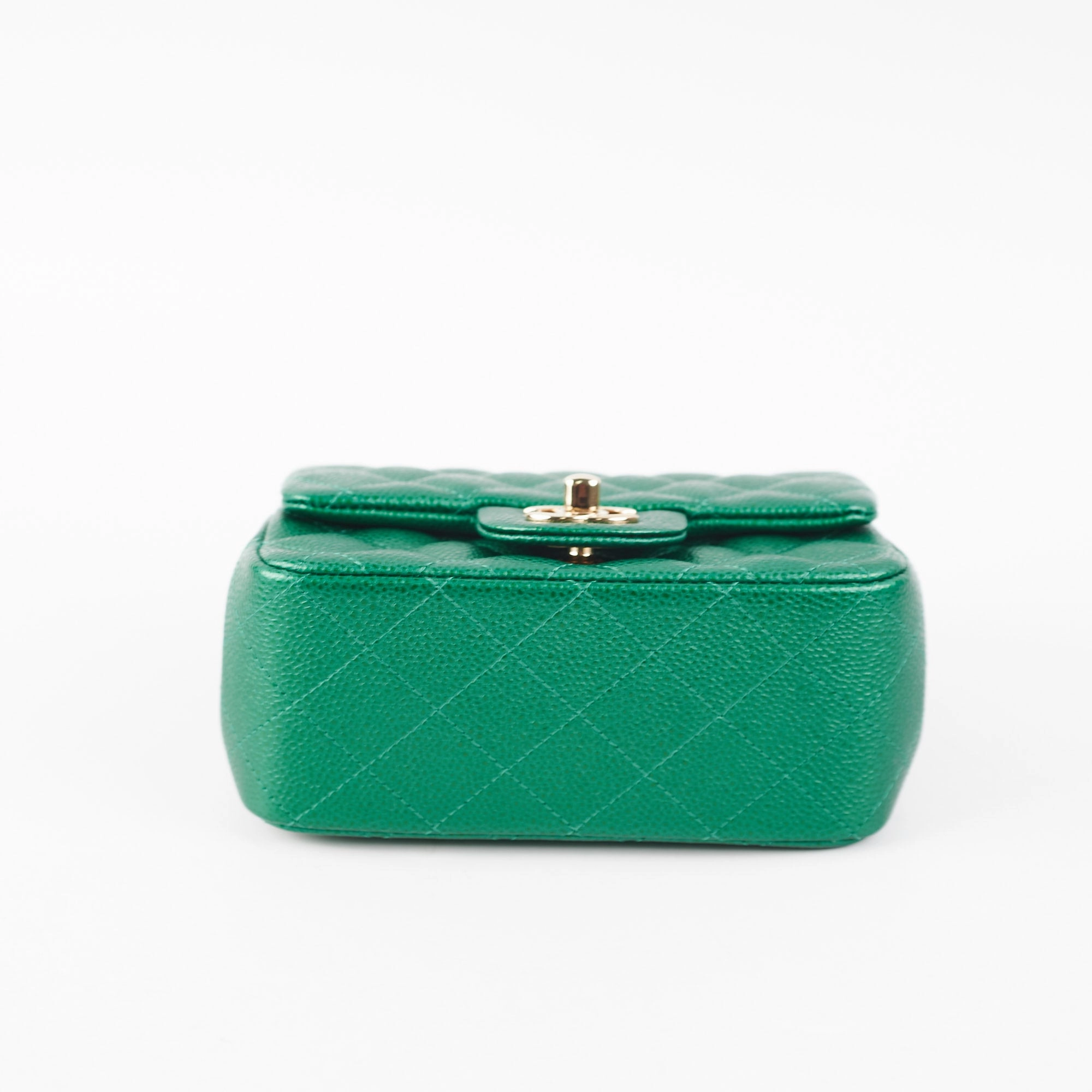 Chanel Quilted Caviar Mini Square 18S Emerald Green