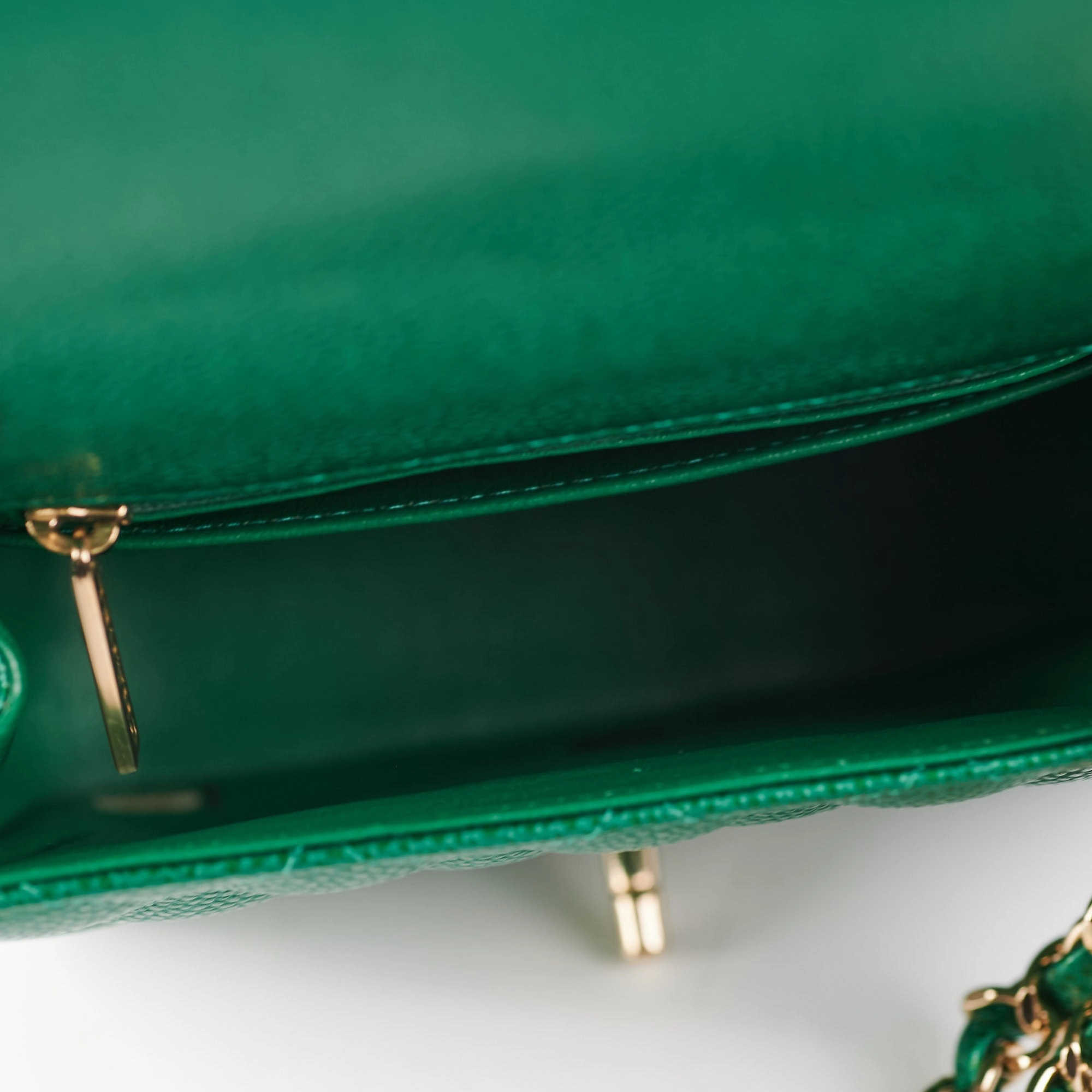 Chanel Quilted Caviar Mini Square 18S Emerald Green