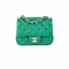 Chanel Quilted Caviar Mini Square 18S Emerald Green