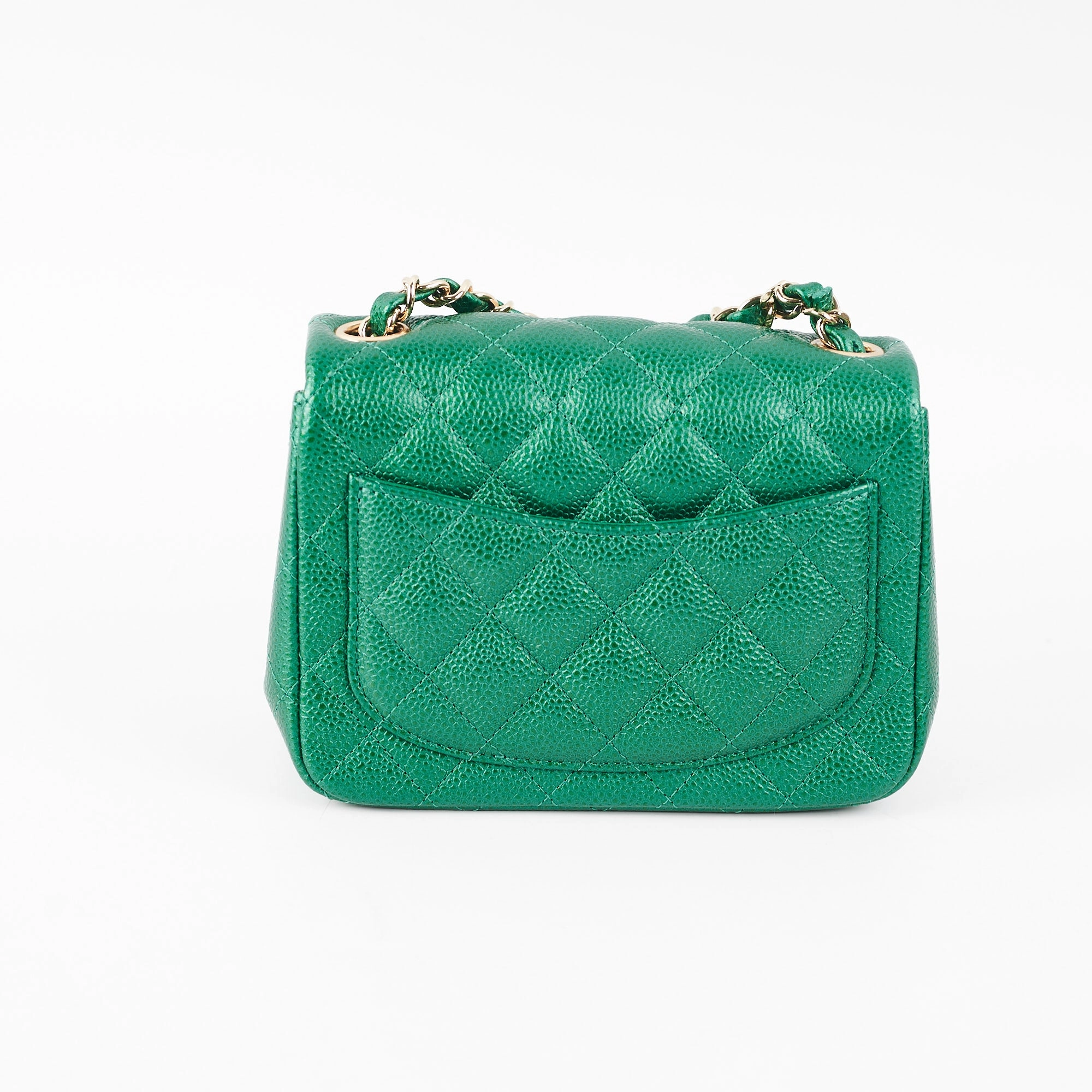 Chanel Quilted Caviar Mini Square 18S Emerald Green
