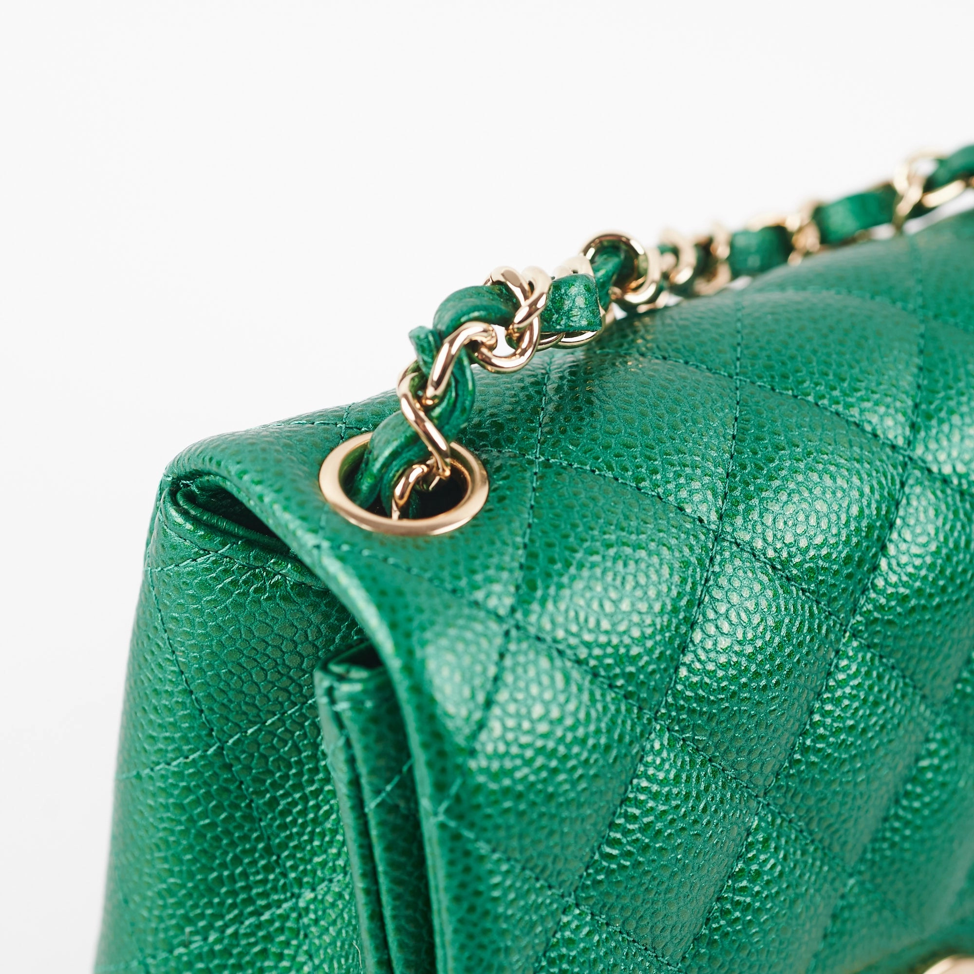 Chanel Quilted Caviar Mini Square 18S Emerald Green