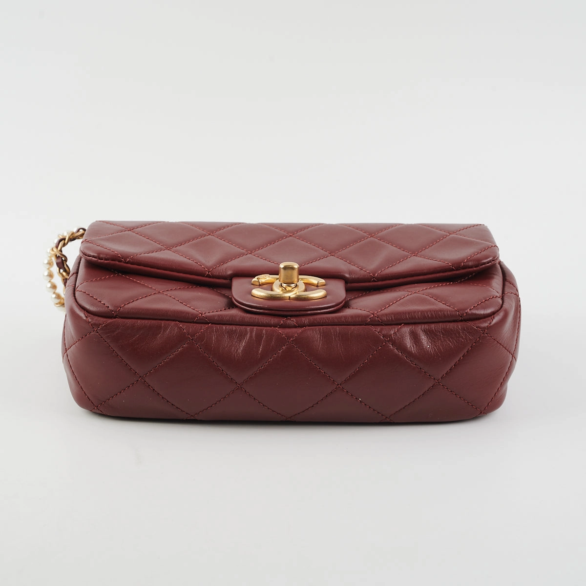 Chanel Quilted Crystal Pearls Flap Burgundy