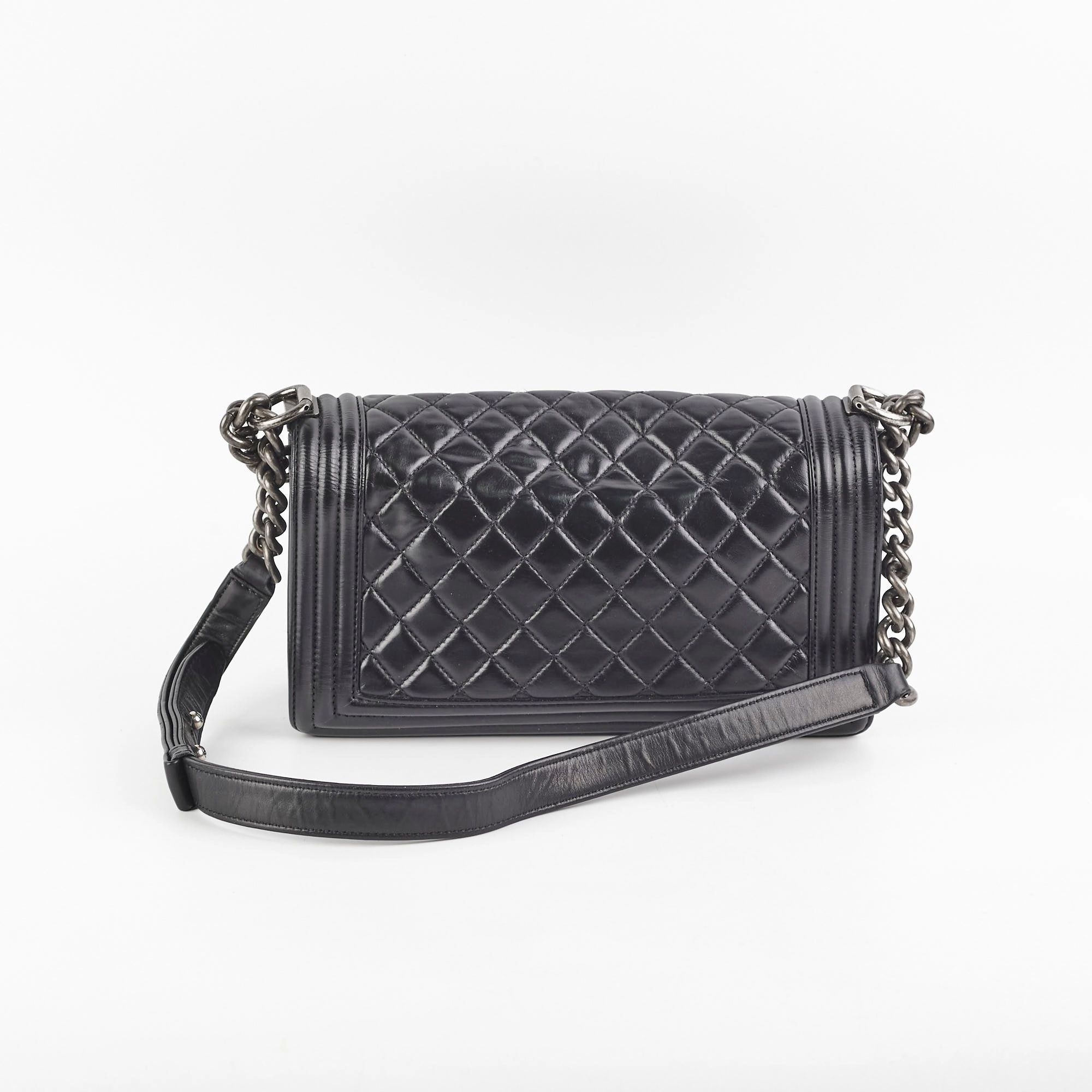 Chanel Quilted Old Medium Boy Black