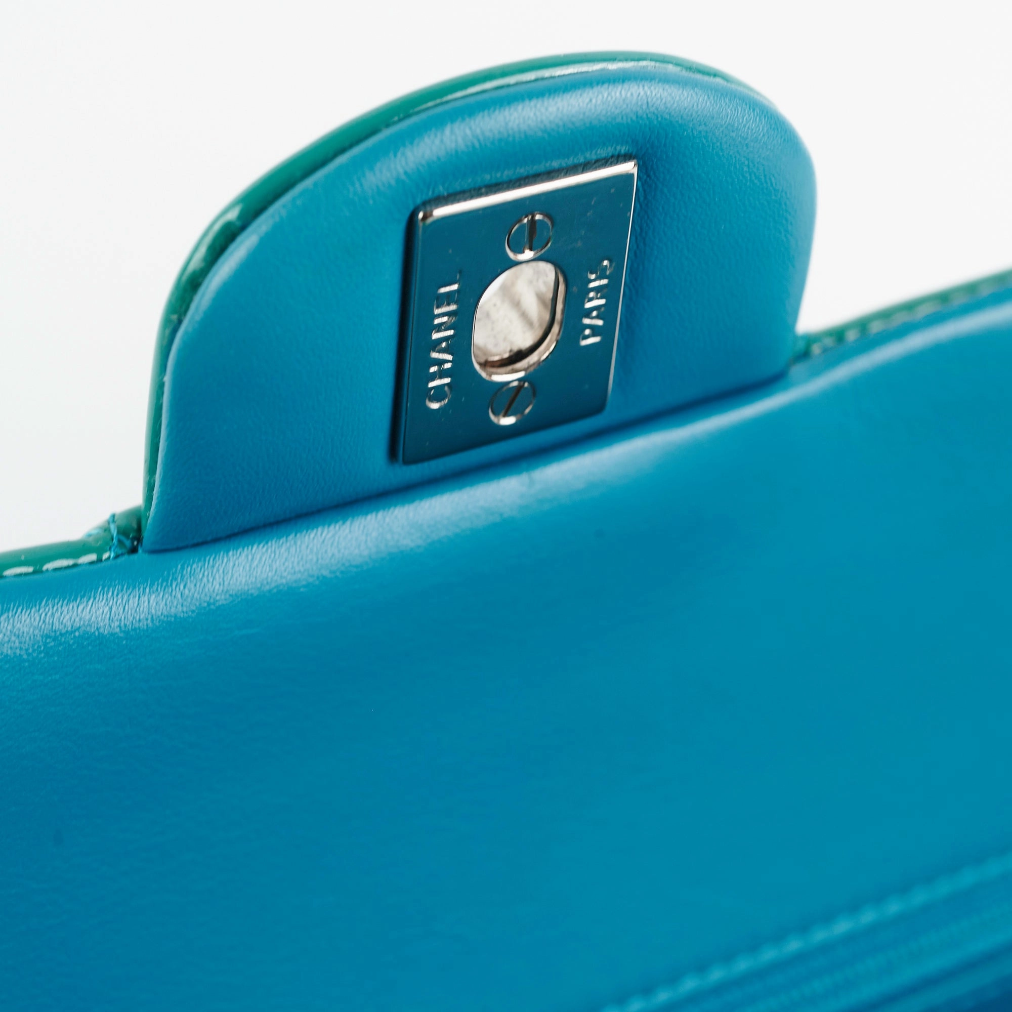 Chanel Quilted Patent Medium Large Classic Flap Teal