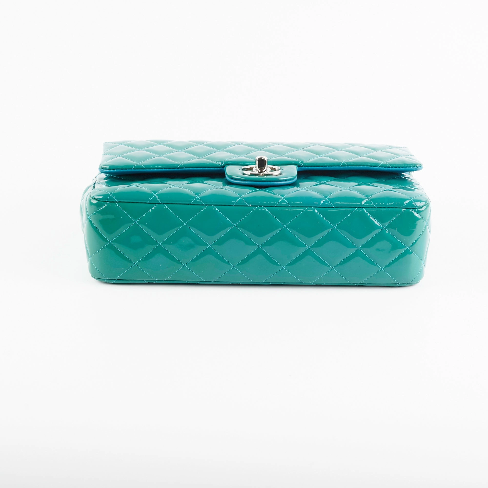 Chanel Quilted Patent Medium Large Classic Flap Teal