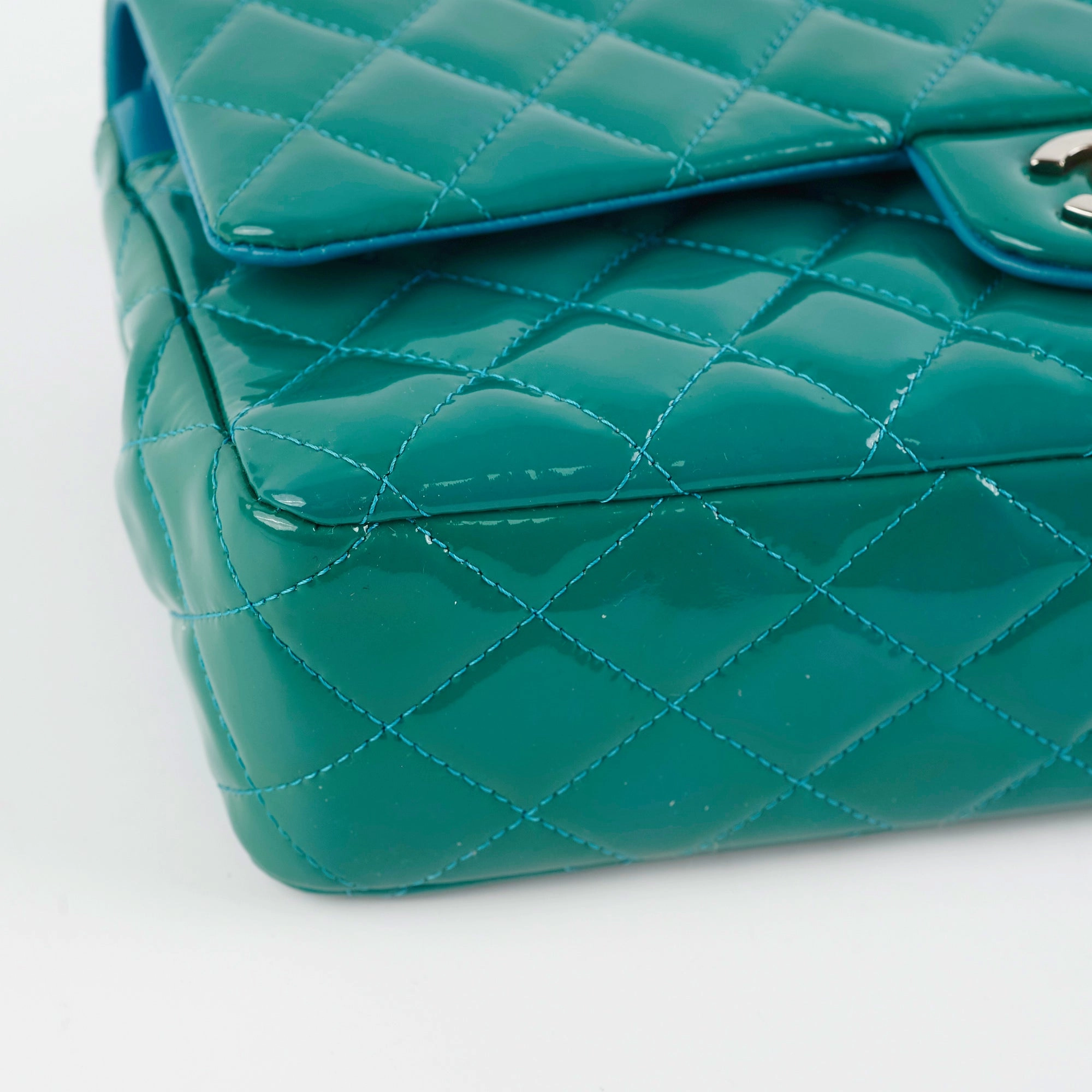 Chanel Quilted Patent Medium Large Classic Flap Teal
