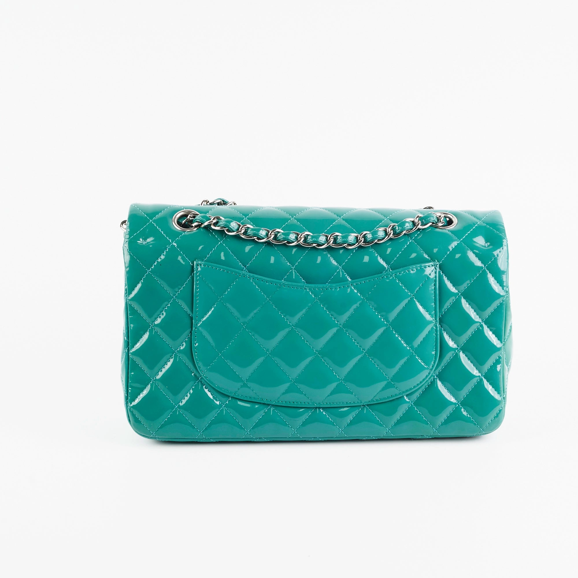 Chanel Quilted Patent Medium Large Classic Flap Teal