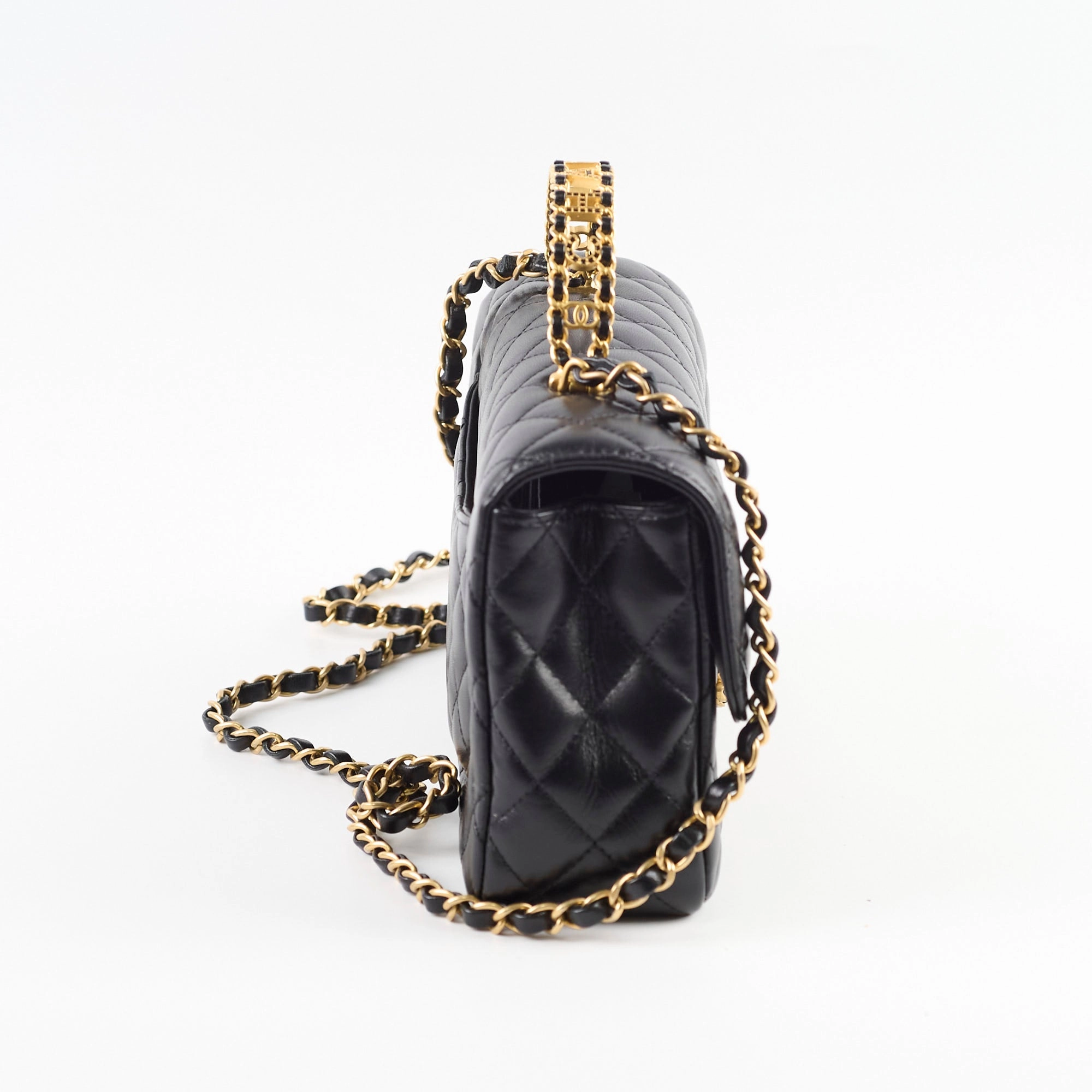 Chanel Seasonal Classic Flap Top Handle Lambskin Black 2024