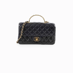 Chanel Seasonal Classic Flap Top Handle Lambskin Black 2024
