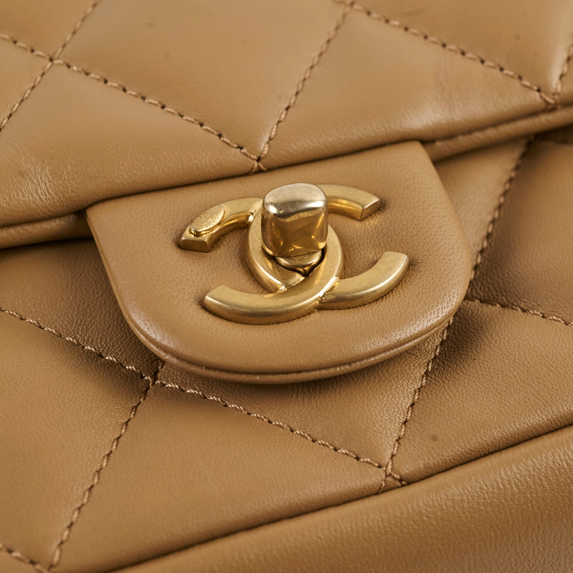Chanel seasonal flap dark beige (microchip)