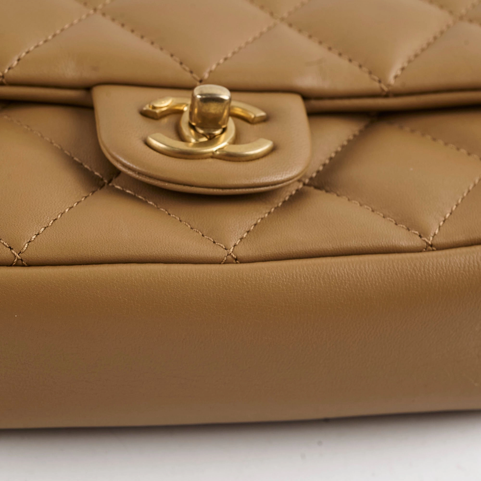 Chanel seasonal flap dark beige (microchip)