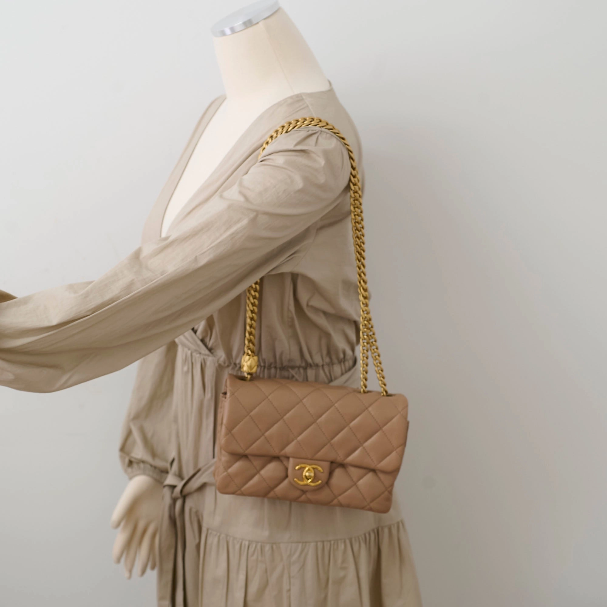 Chanel Seasonal Flap Dark Beige Microchip