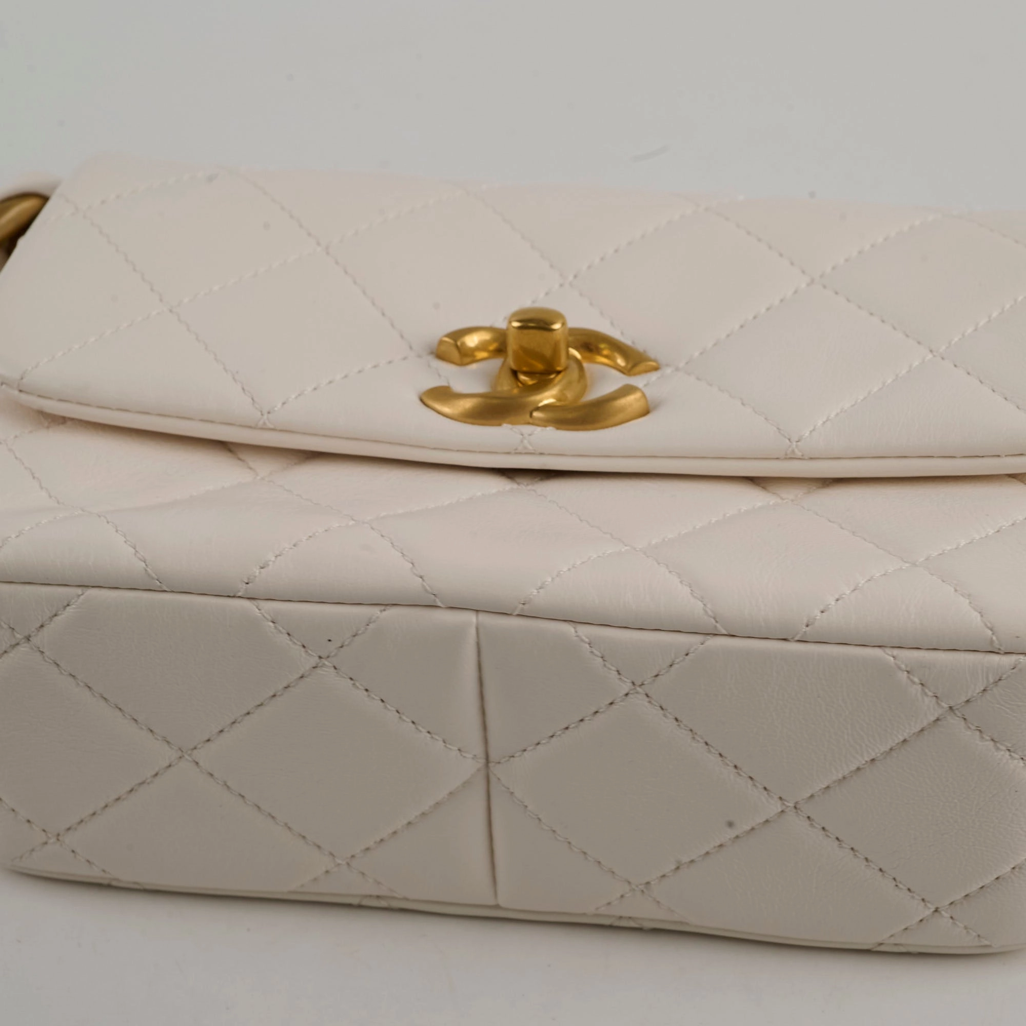 Chanel Seasonal Shoulder Bag White Microchip