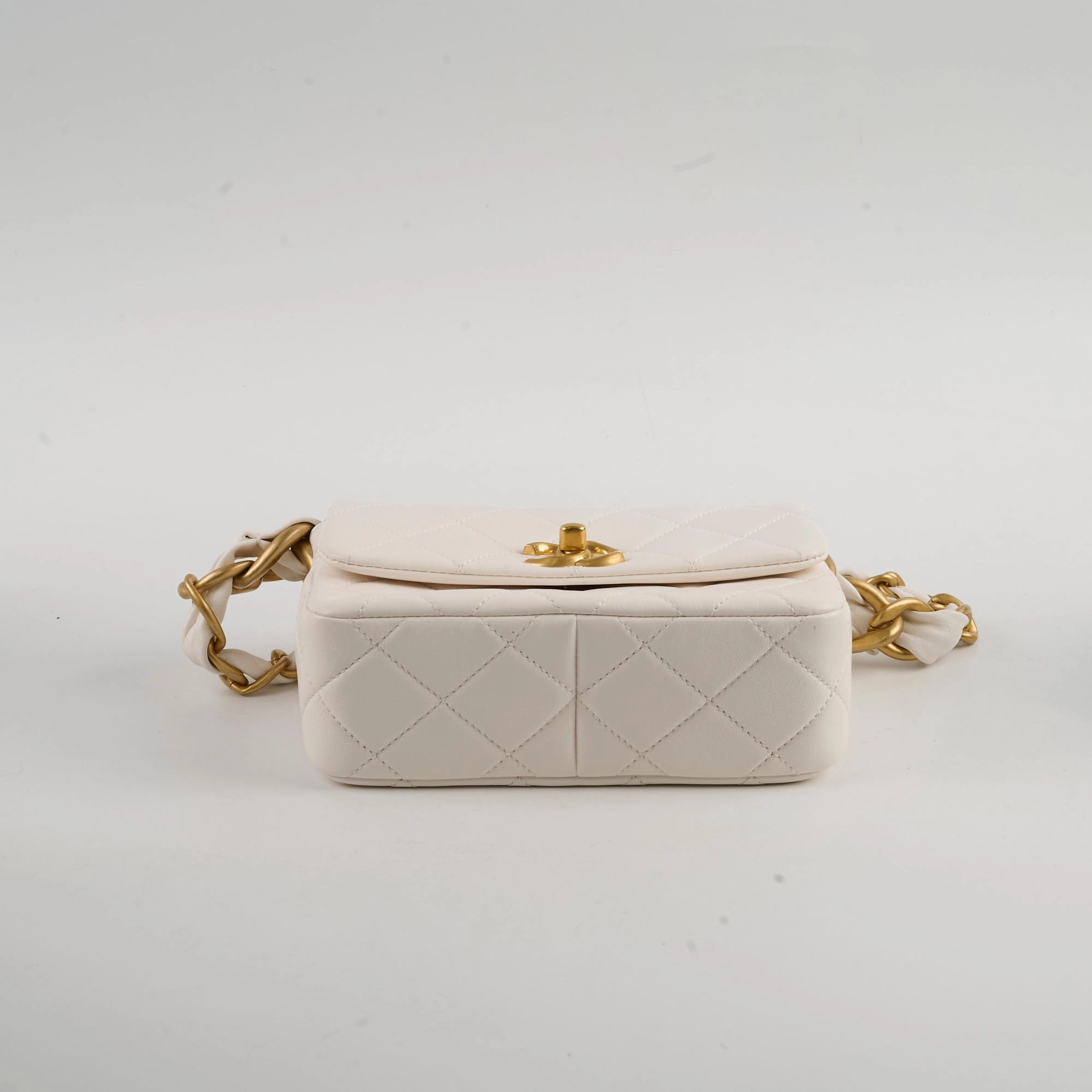 Chanel Seasonal Shoulder Bag White Microchip