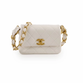 Chanel Seasonal Shoulder Bag White Microchip