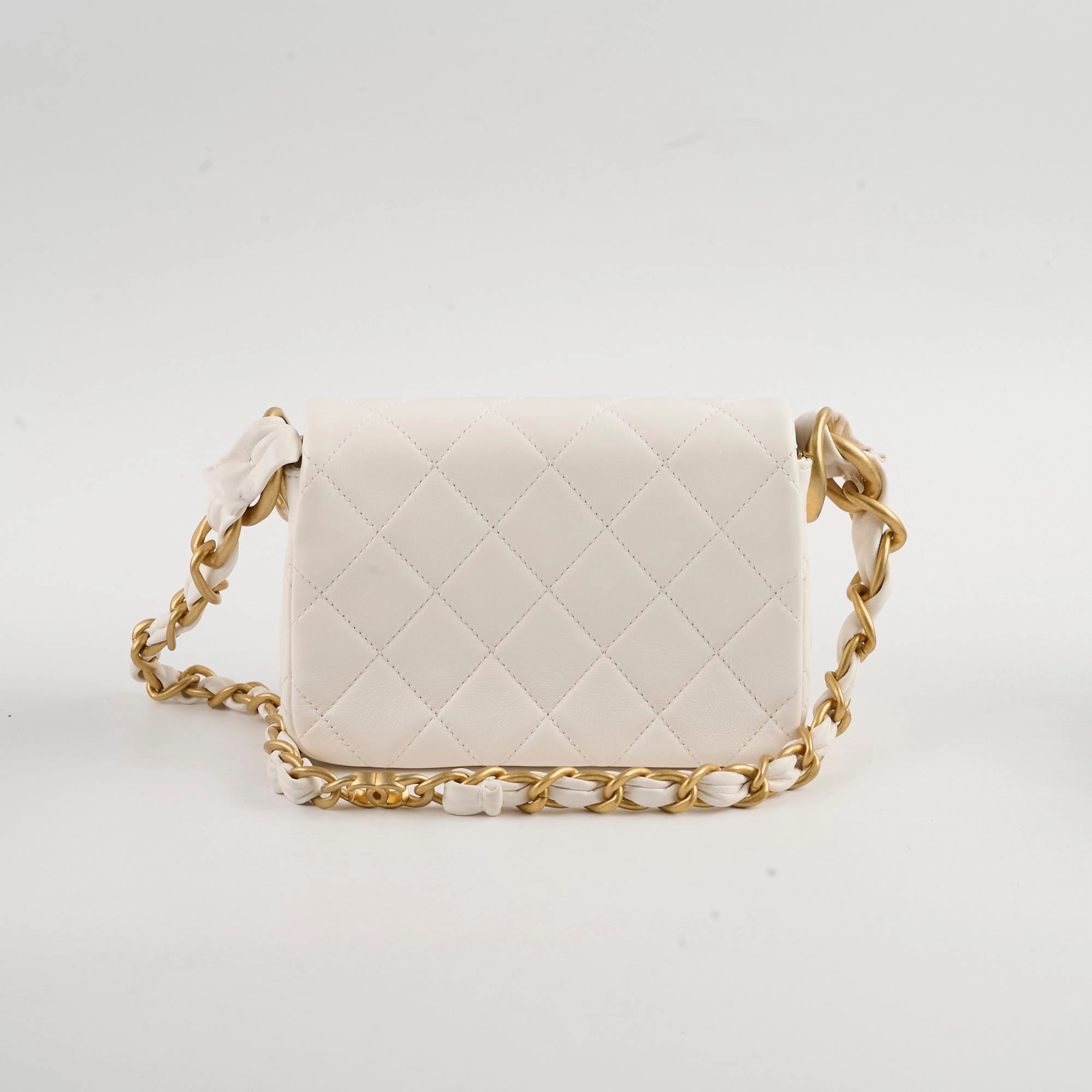Chanel Seasonal Shoulder Bag White Microchip