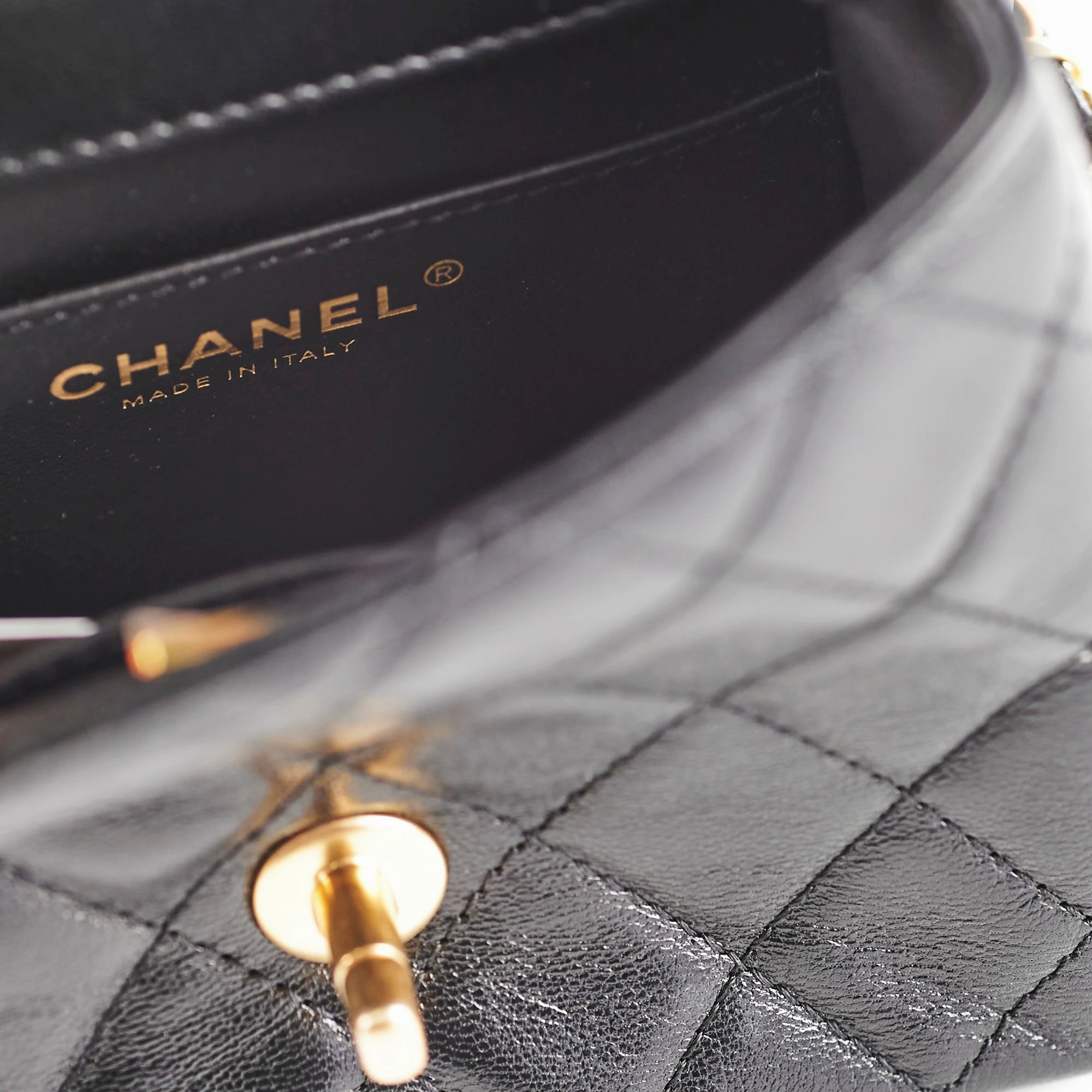 Chanel Seasonal Square Black Goat Skin Microchipped 2022