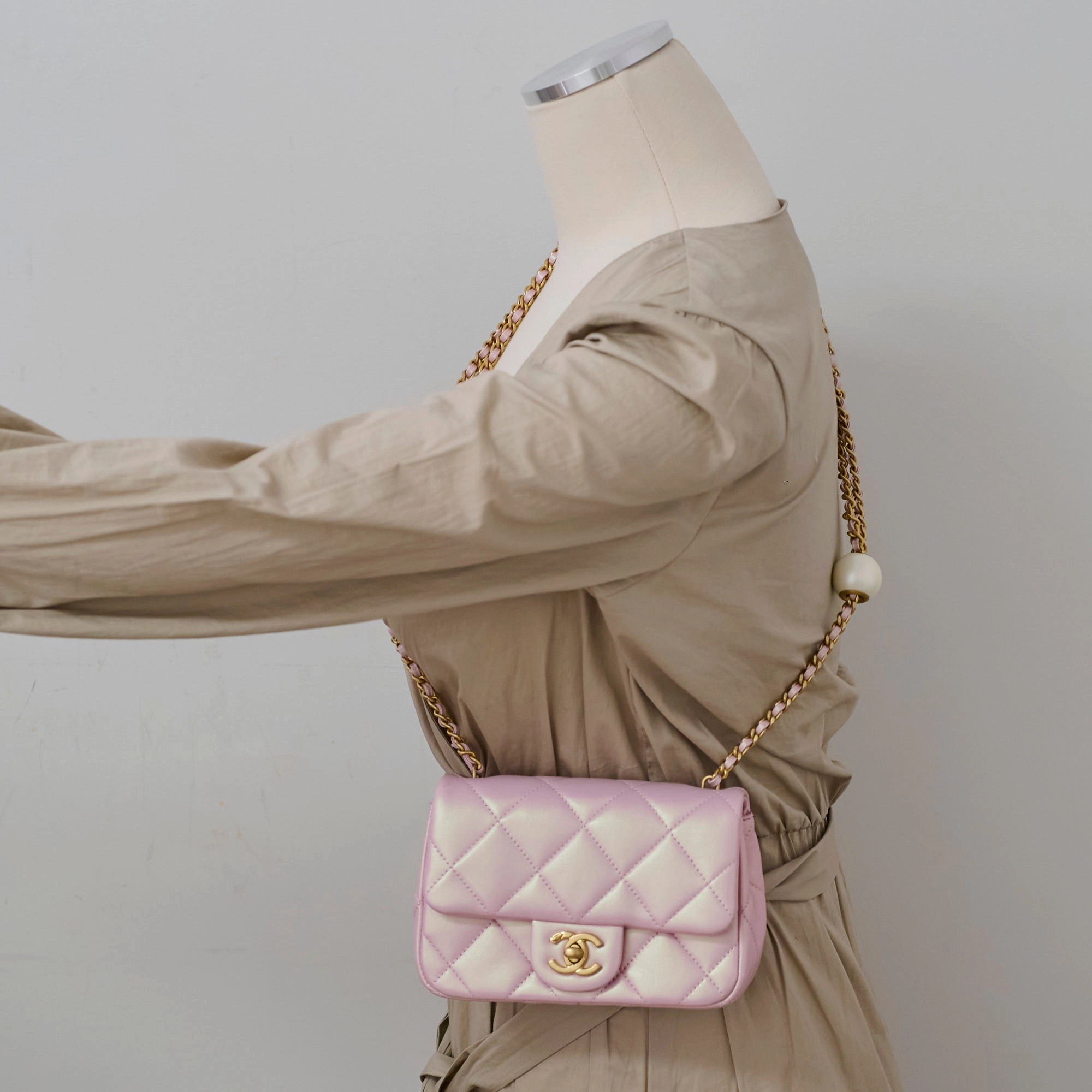 Chanel Seasonal Square Flap Pearl Iridescent Pink 2024