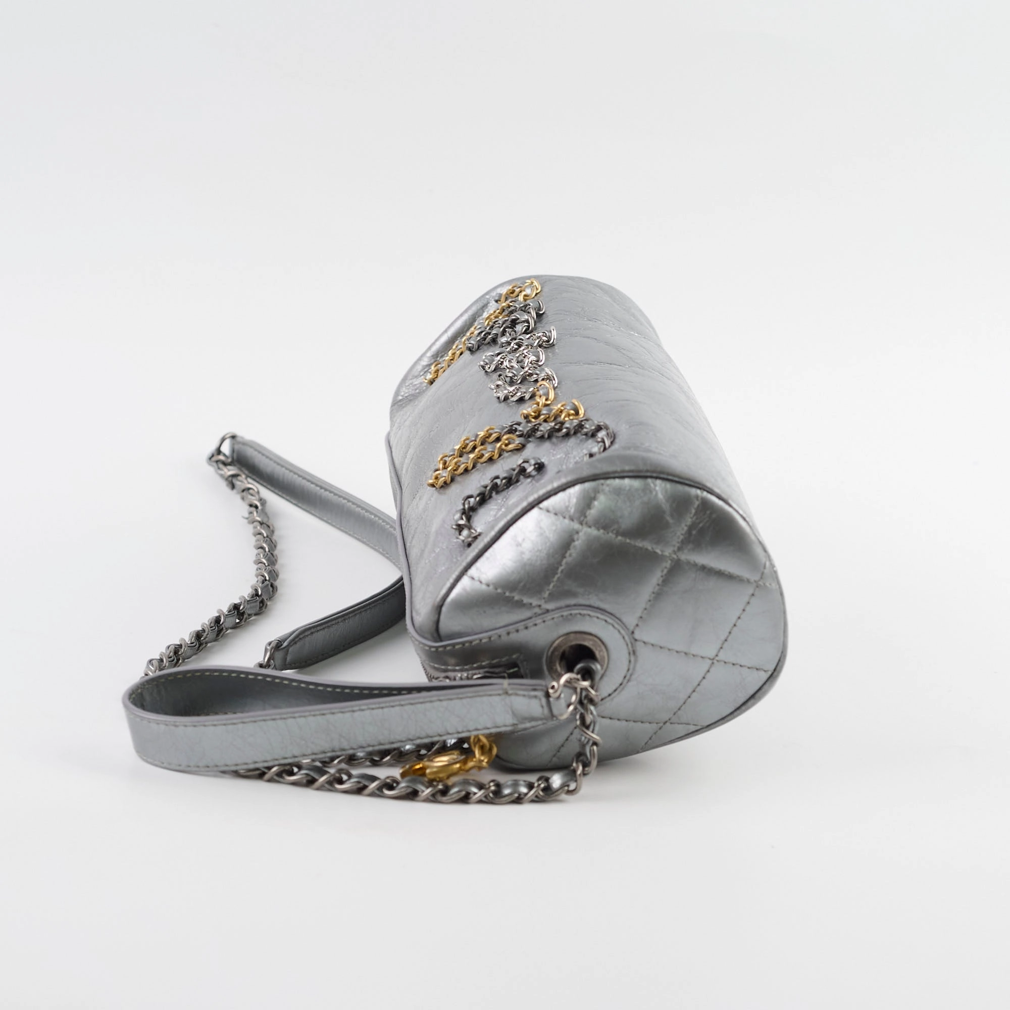 Chanel Signature Bowing Bag Crumpled Metallic Calfskin