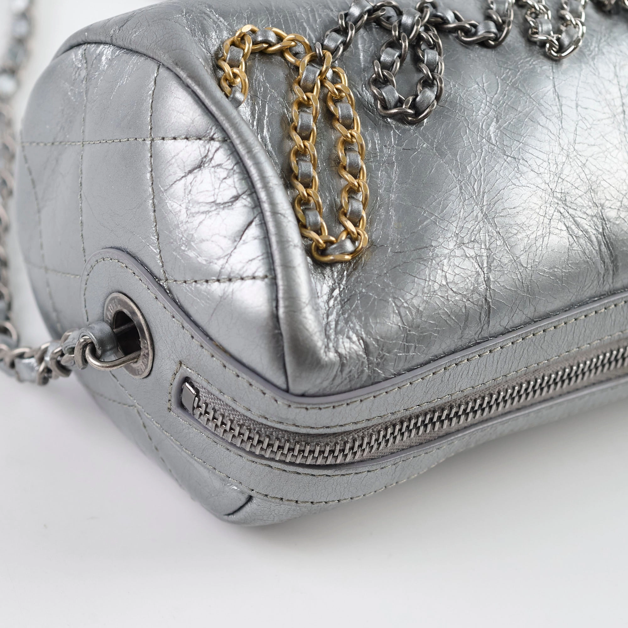 Chanel Signature Bowing Bag Crumpled Metallic Calfskin