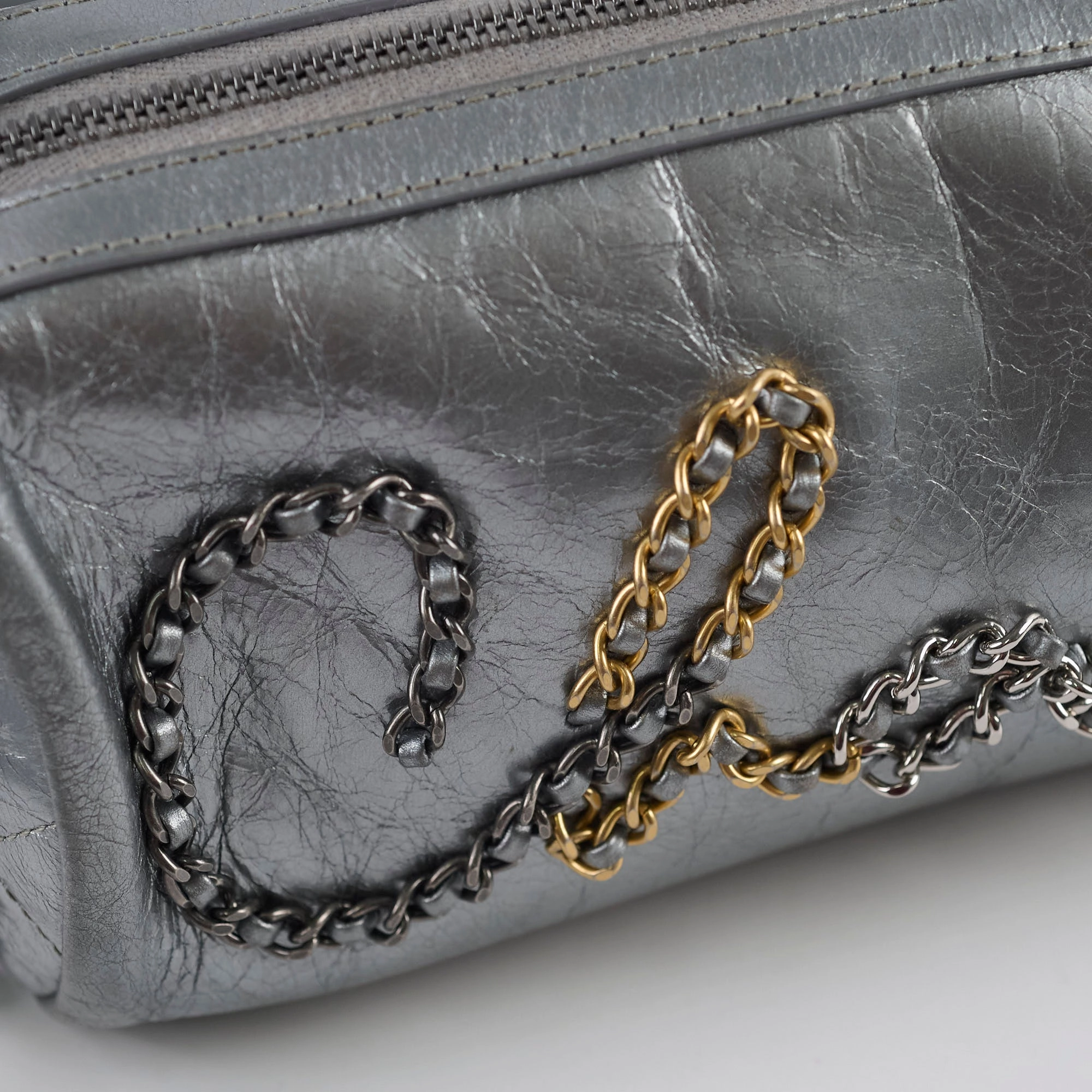 Chanel Signature Bowing Bag Crumpled Metallic Calfskin