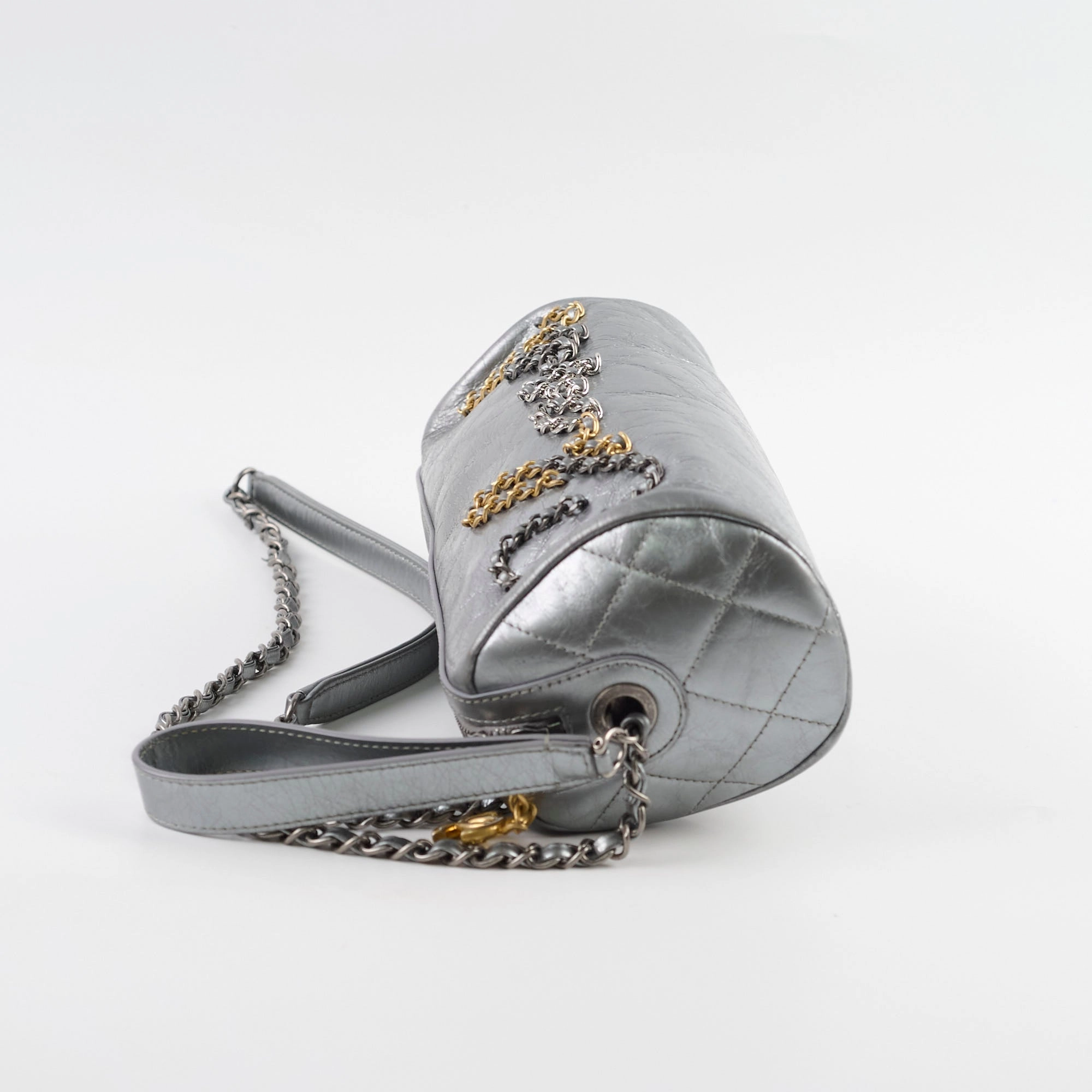 Chanel Signature Bowing Bag Crumpled Metallic Calfskin