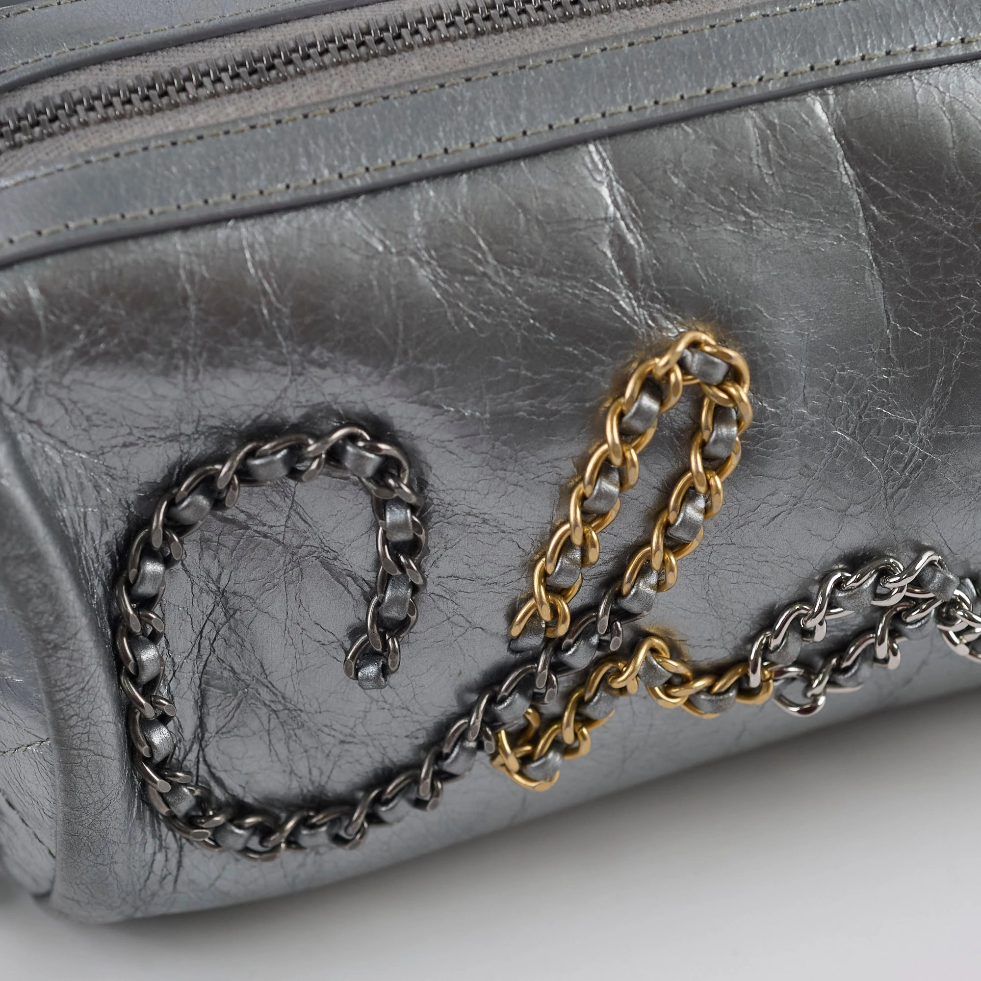 Chanel Signature Bowing Bag Crumpled Metallic Calfskin
