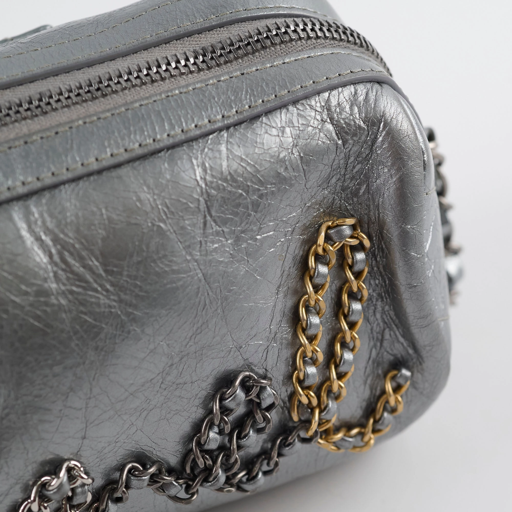 Chanel Signature Bowing Bag Crumpled Metallic Calfskin