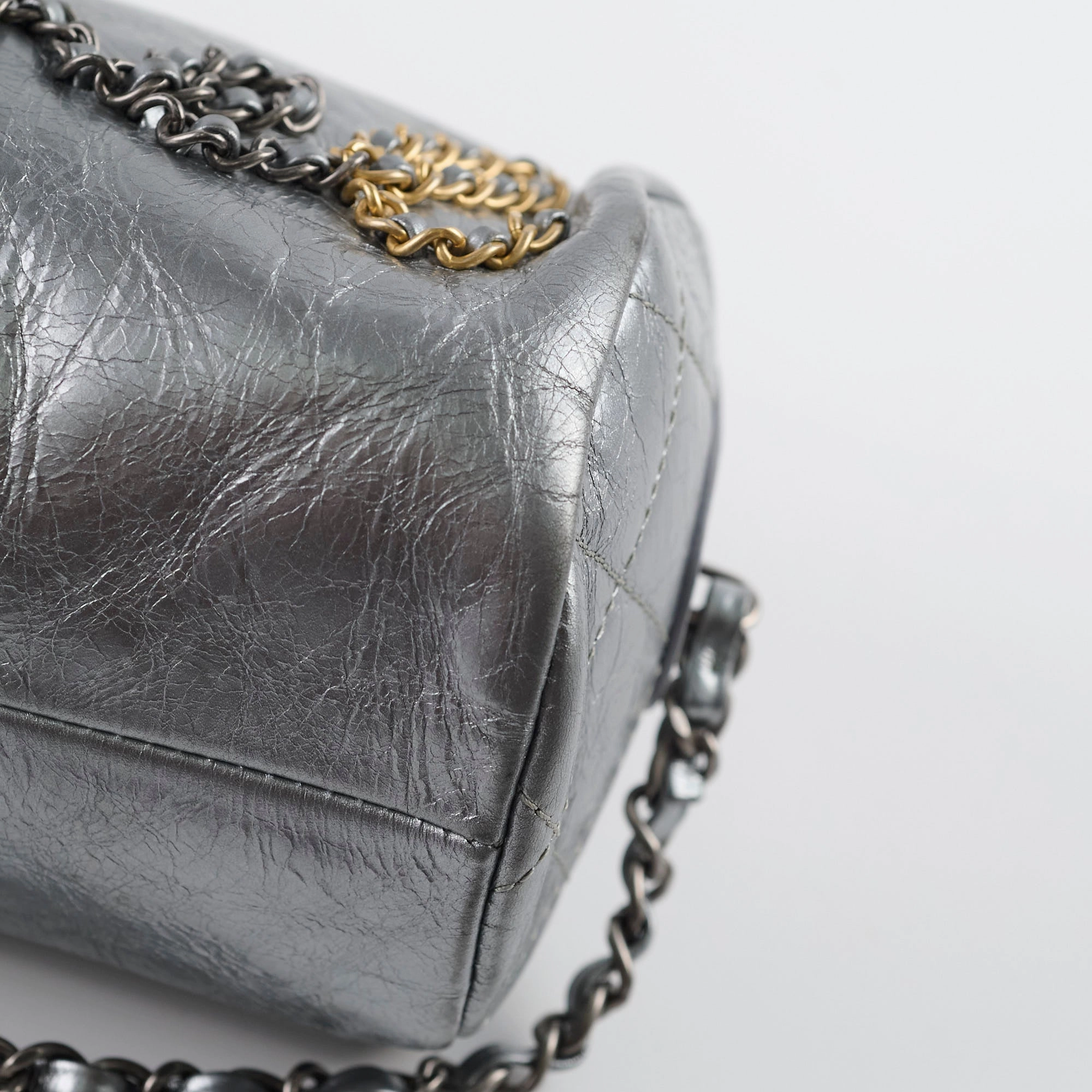 Chanel Signature Bowing Bag Crumpled Metallic Calfskin
