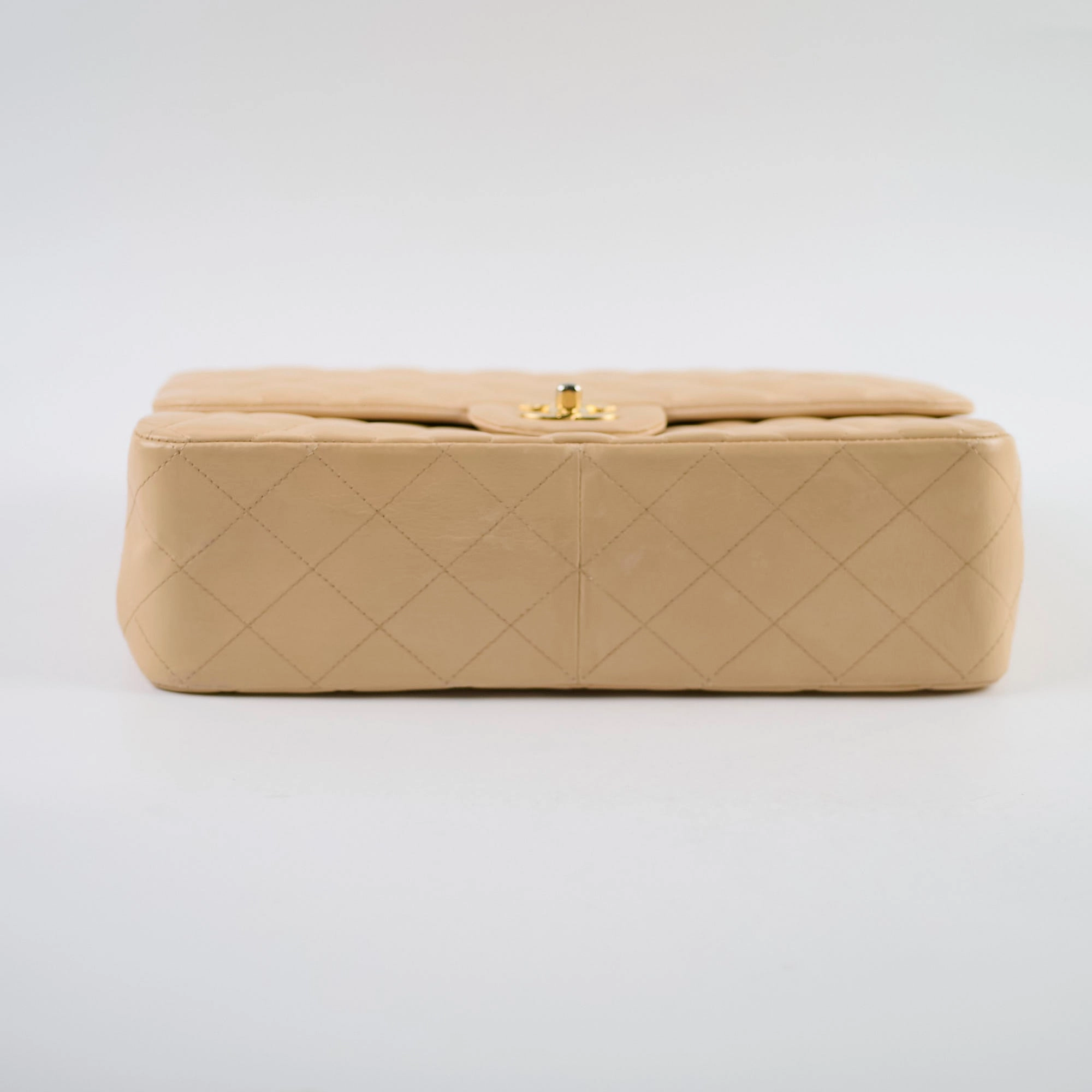 Chanel Single Flap Jumbo Beige Lambskin (12 Series 2009)